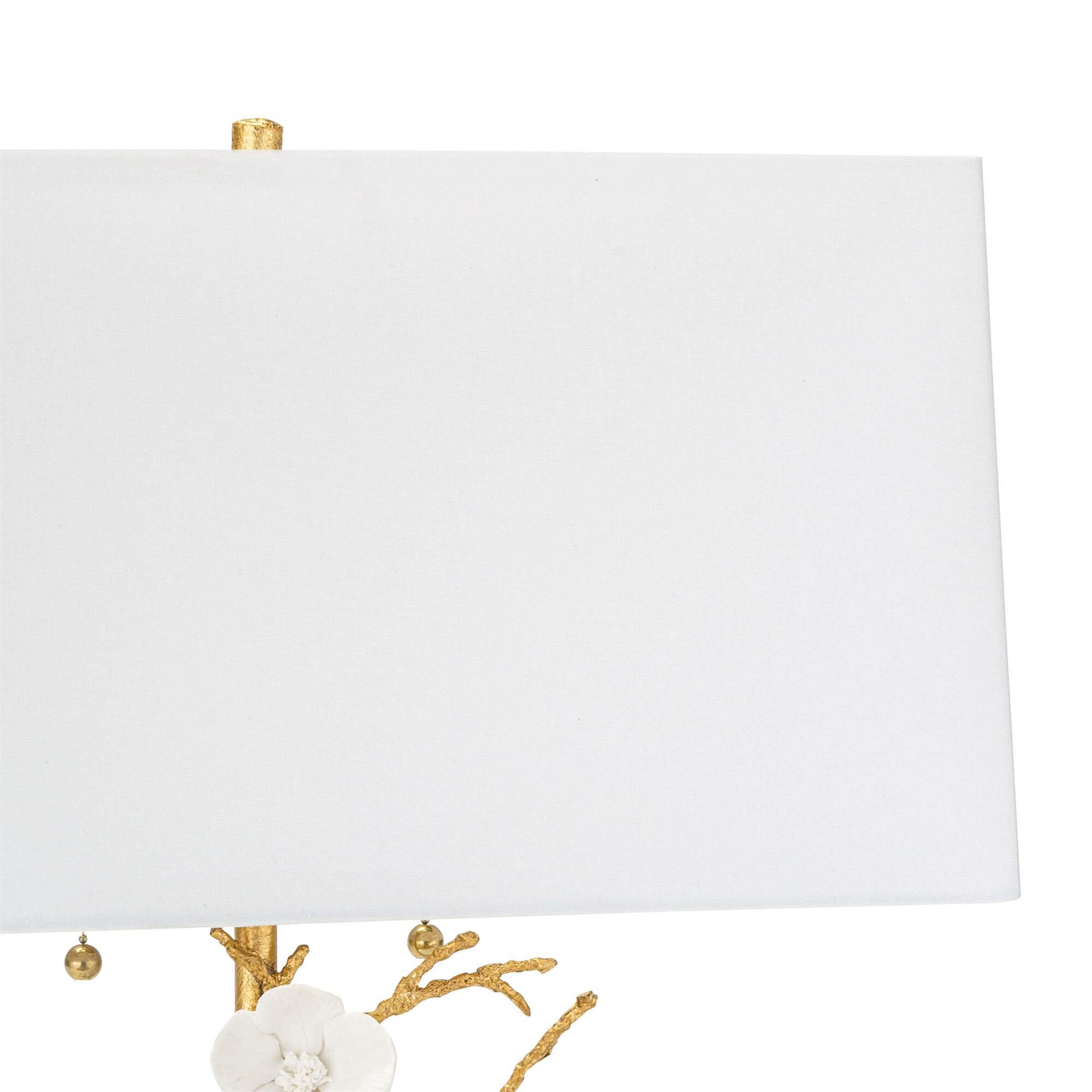 Shown in Gold finish and Linen shade