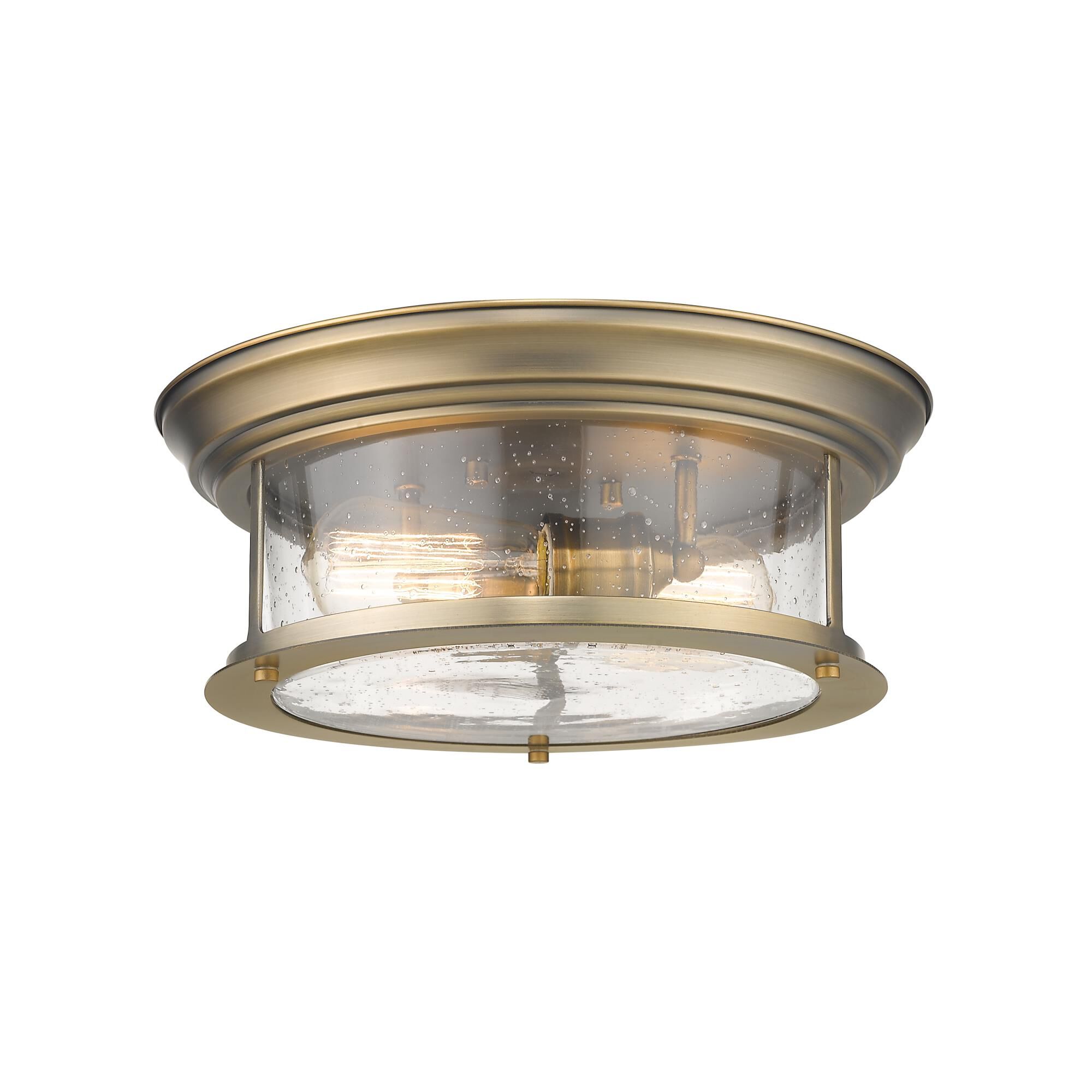 Shown in Heritage Brass finish and Glass shade