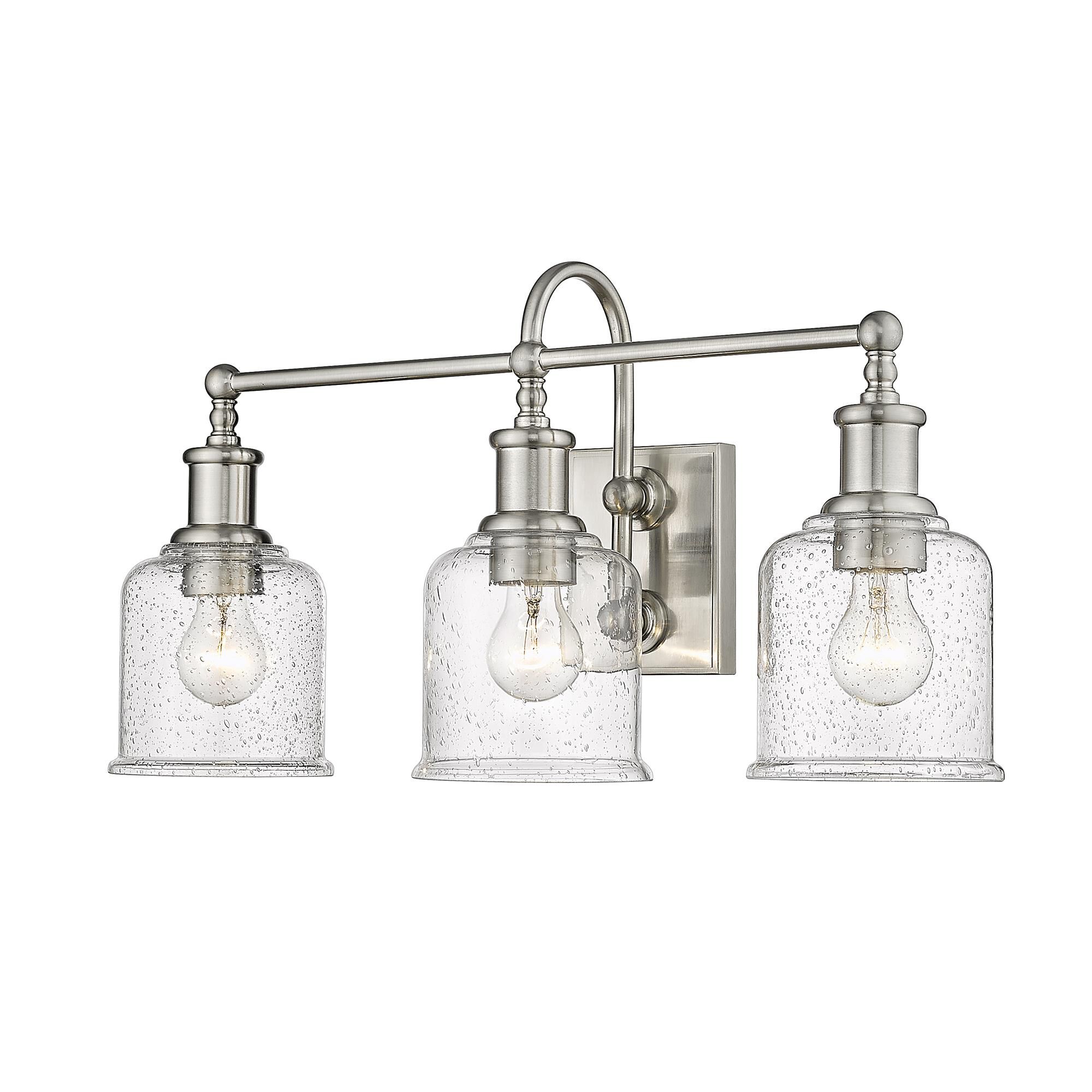 Shown in Brushed Nickel finish and Glass shade