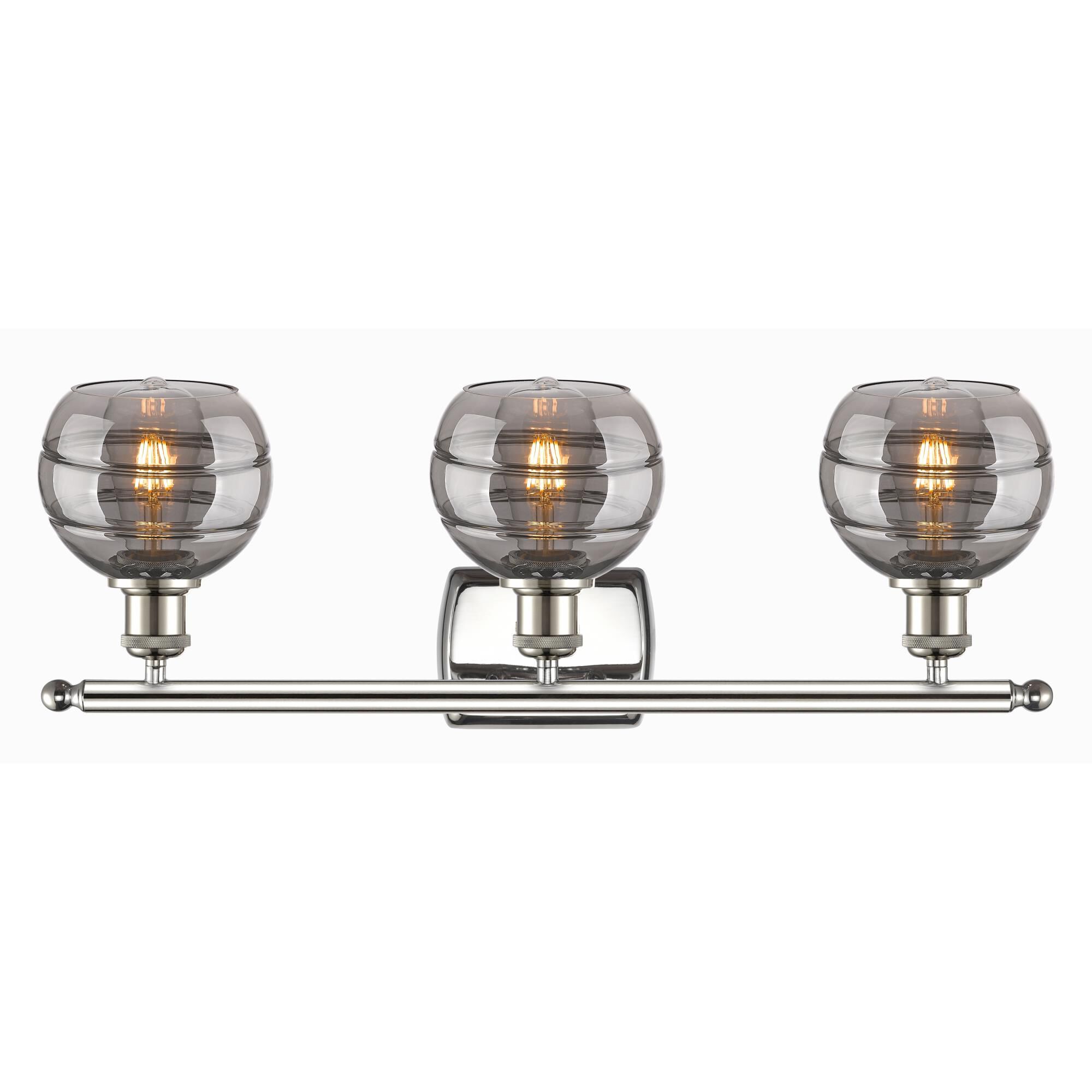 Shown in Polished Nickel finish and Light Smoke glass