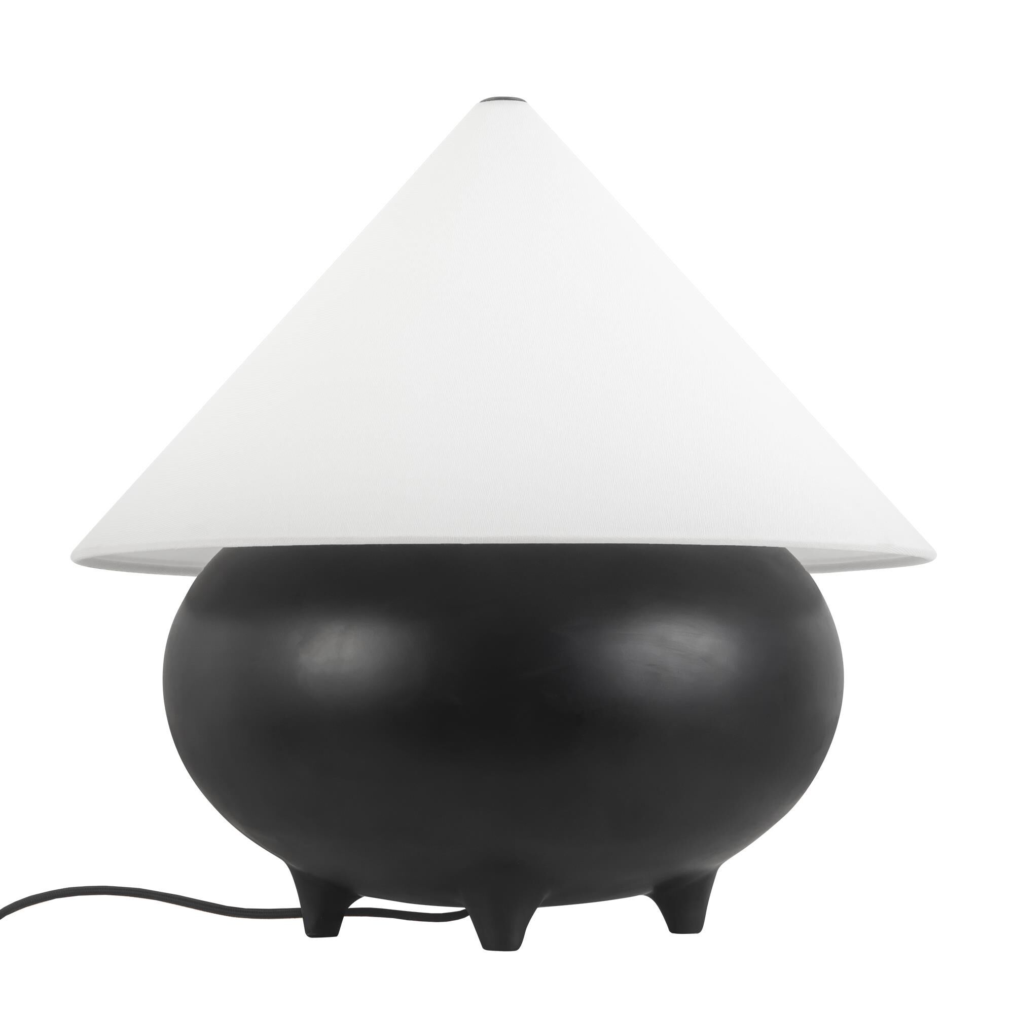 Shown in Matte Black finish and White Linen shade