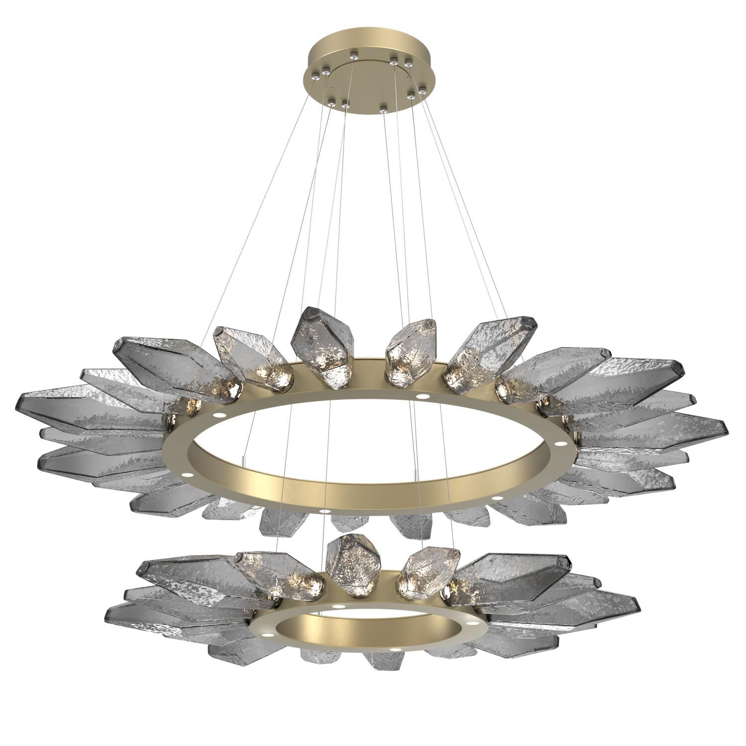 Shown in Gilded Brass finish and Smoke glass