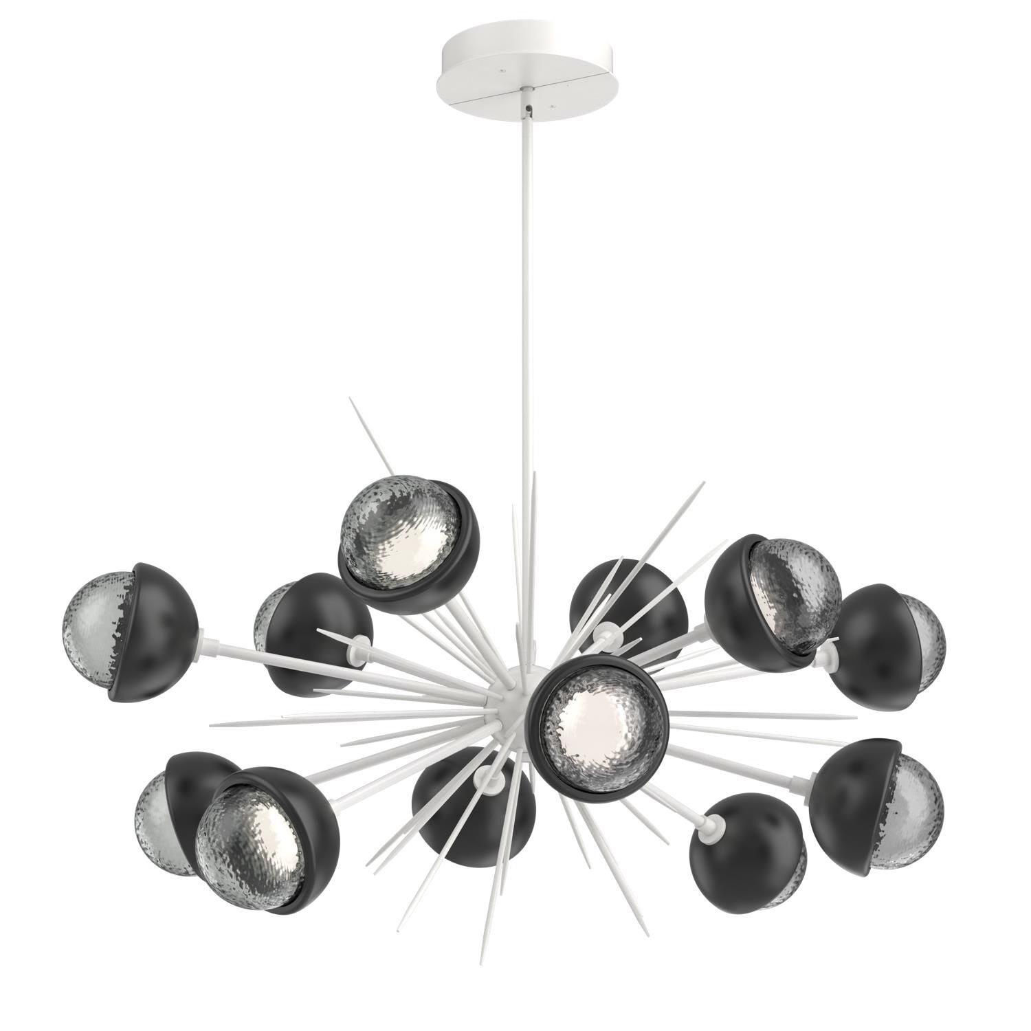 Shown in Salt White finish and Smoke glass and Matte Black accent