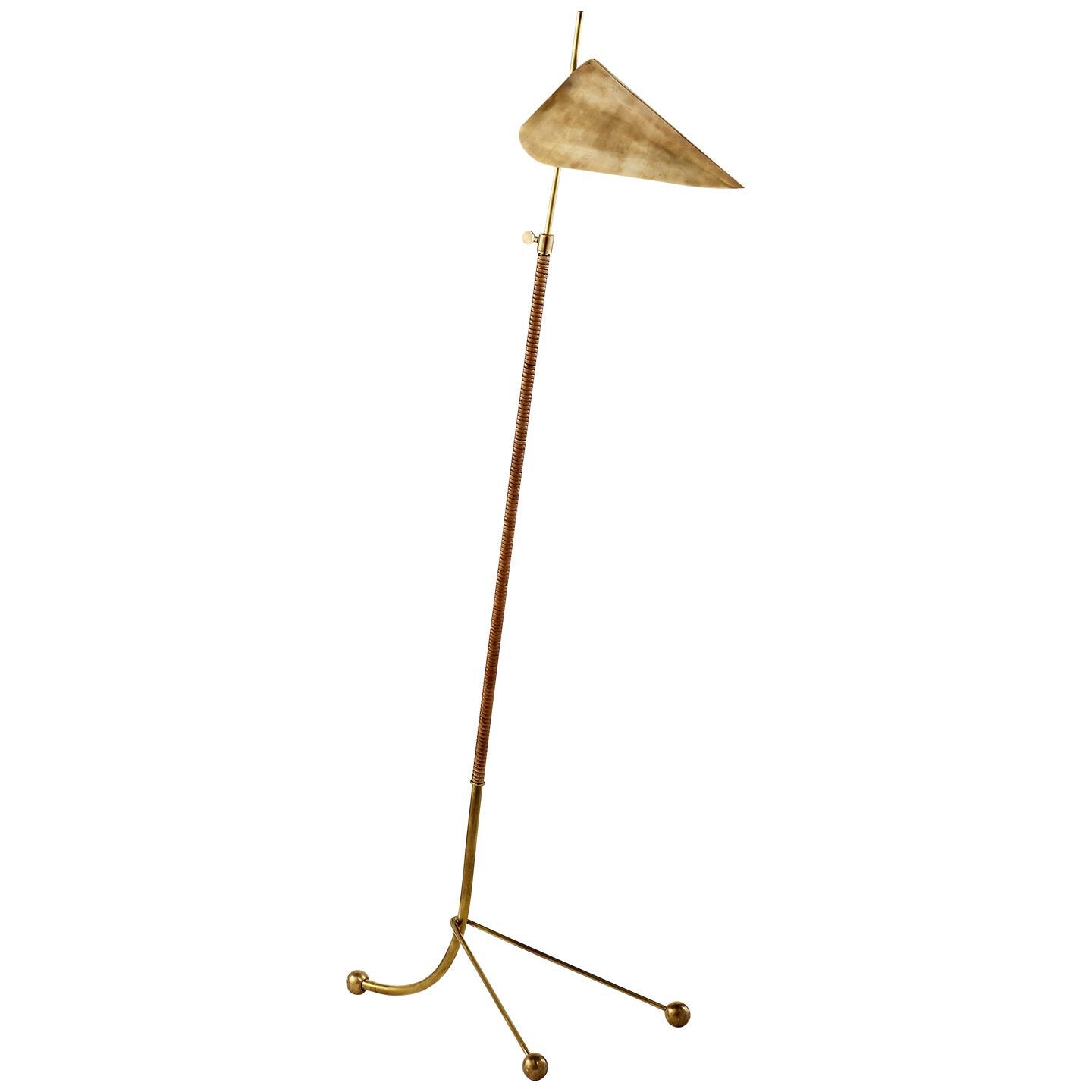 Shown in Hand-Rubbed Antique Brass finish and Antique Brass shade
