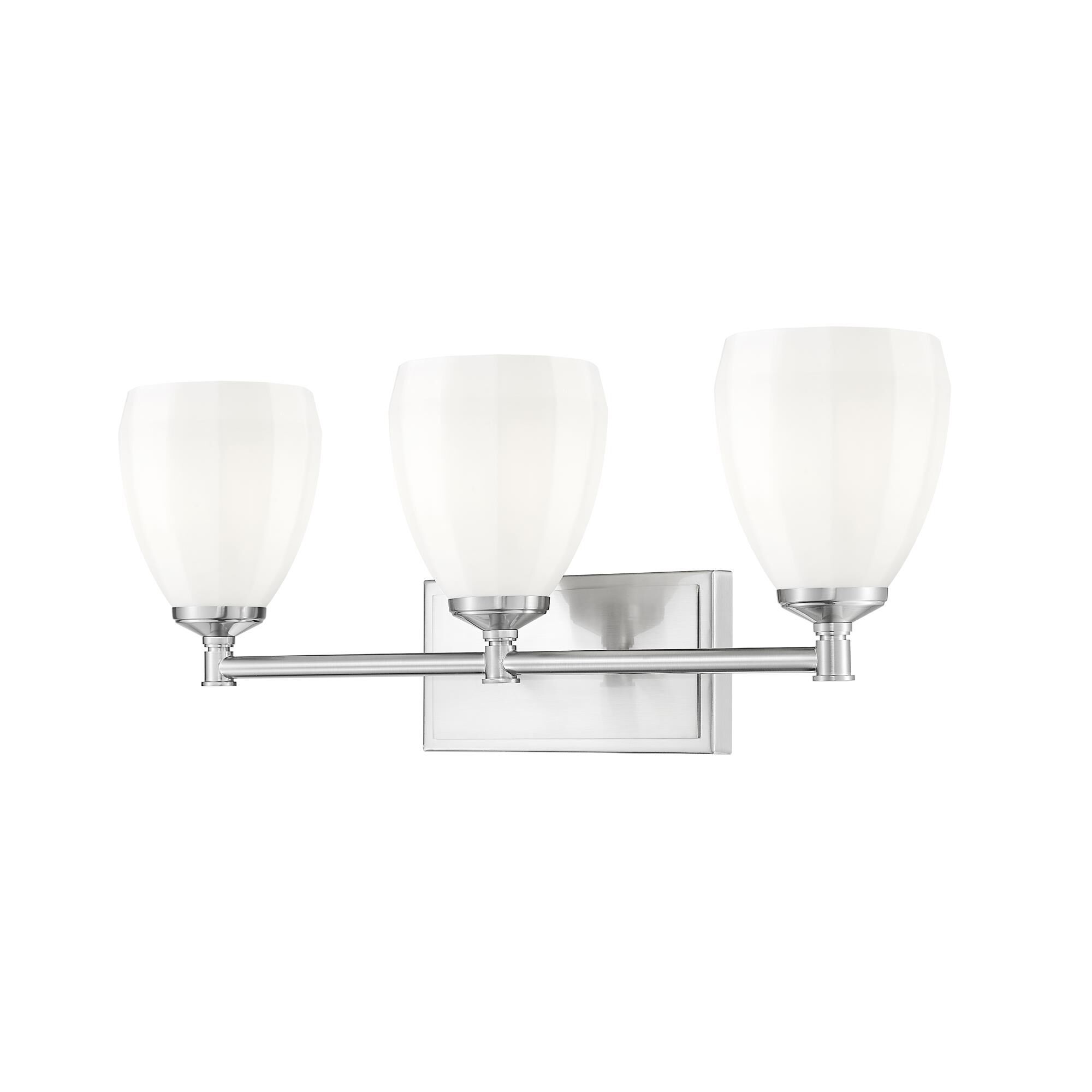 Shown in Brushed Nickel finish and Matte Opal glass and Matte Opal shade