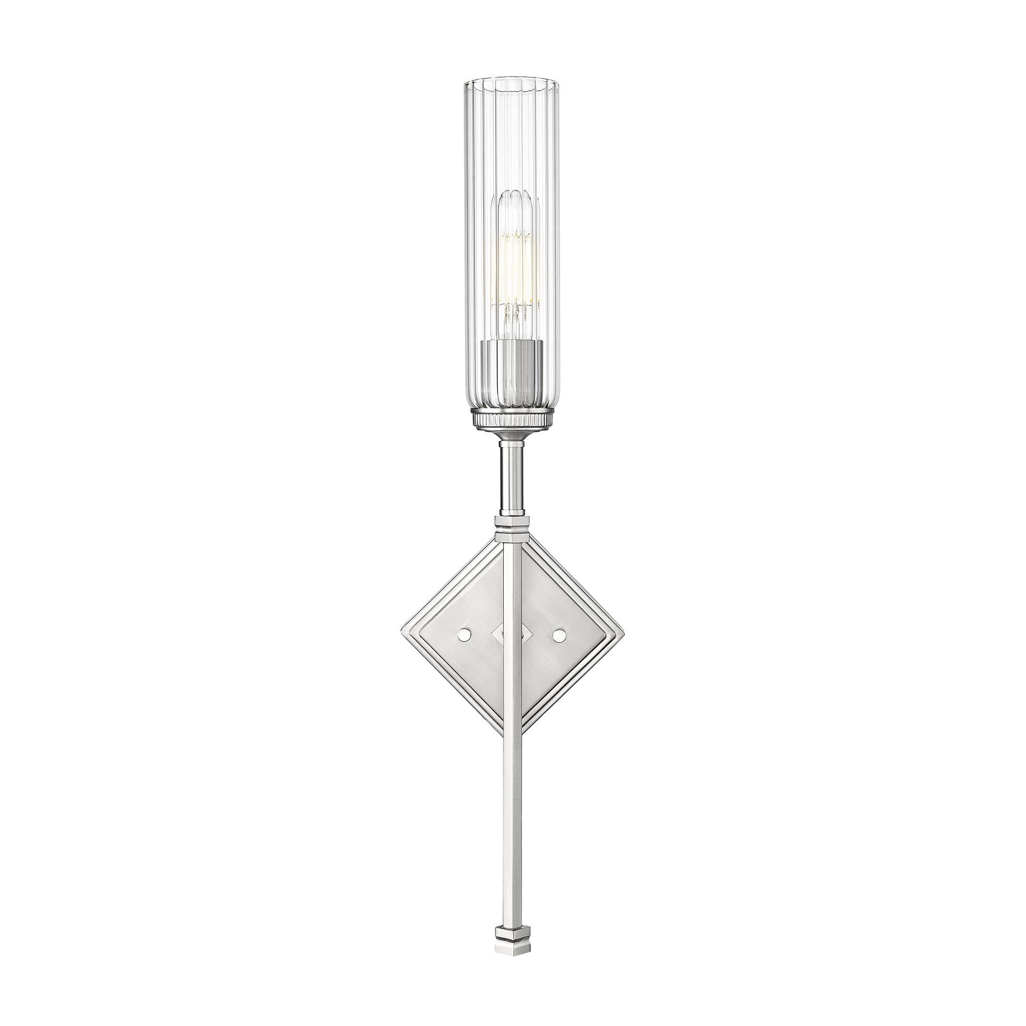 Shown in Brushed Nickel finish and Clear glass