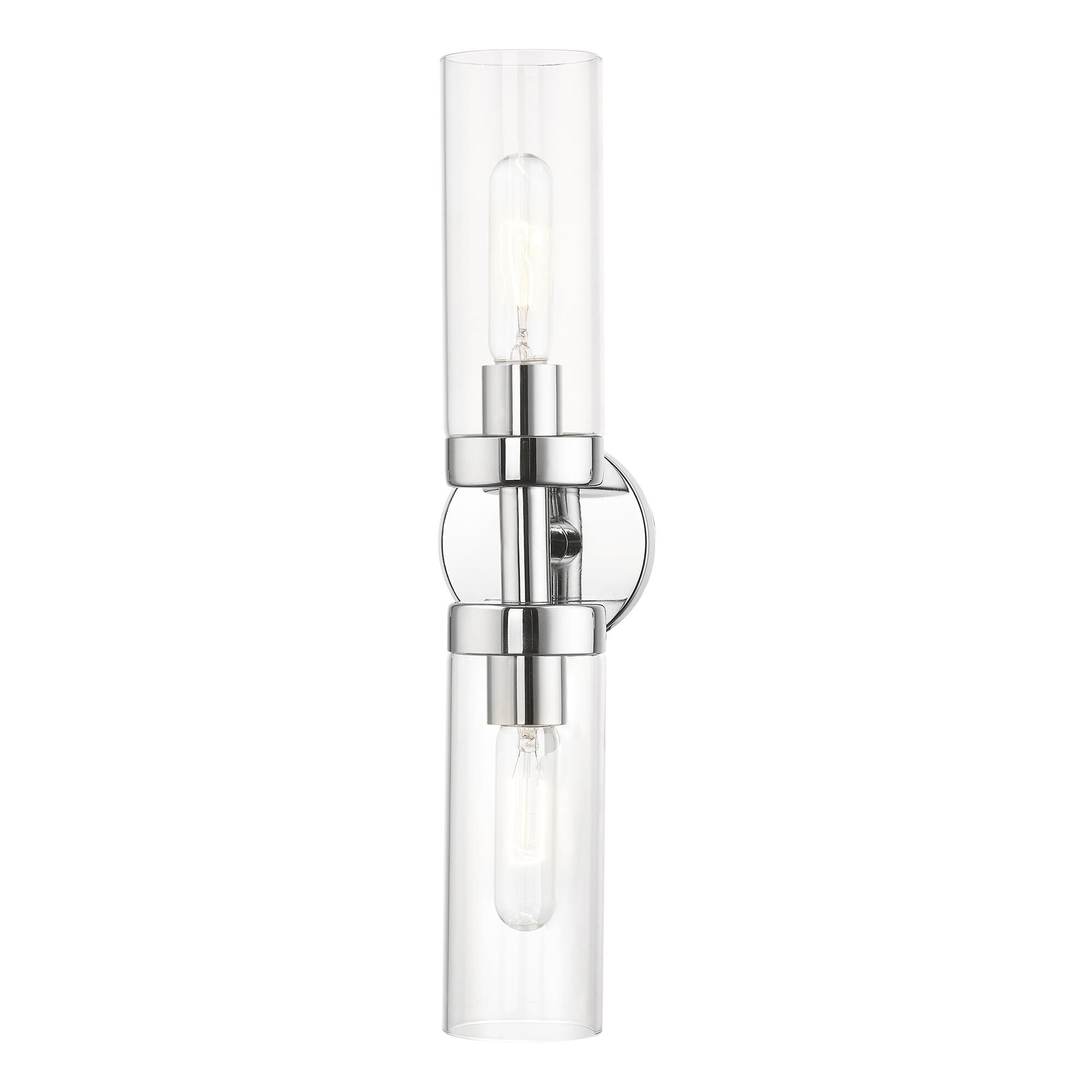 Shown in Polished Chrome finish and Clear glass