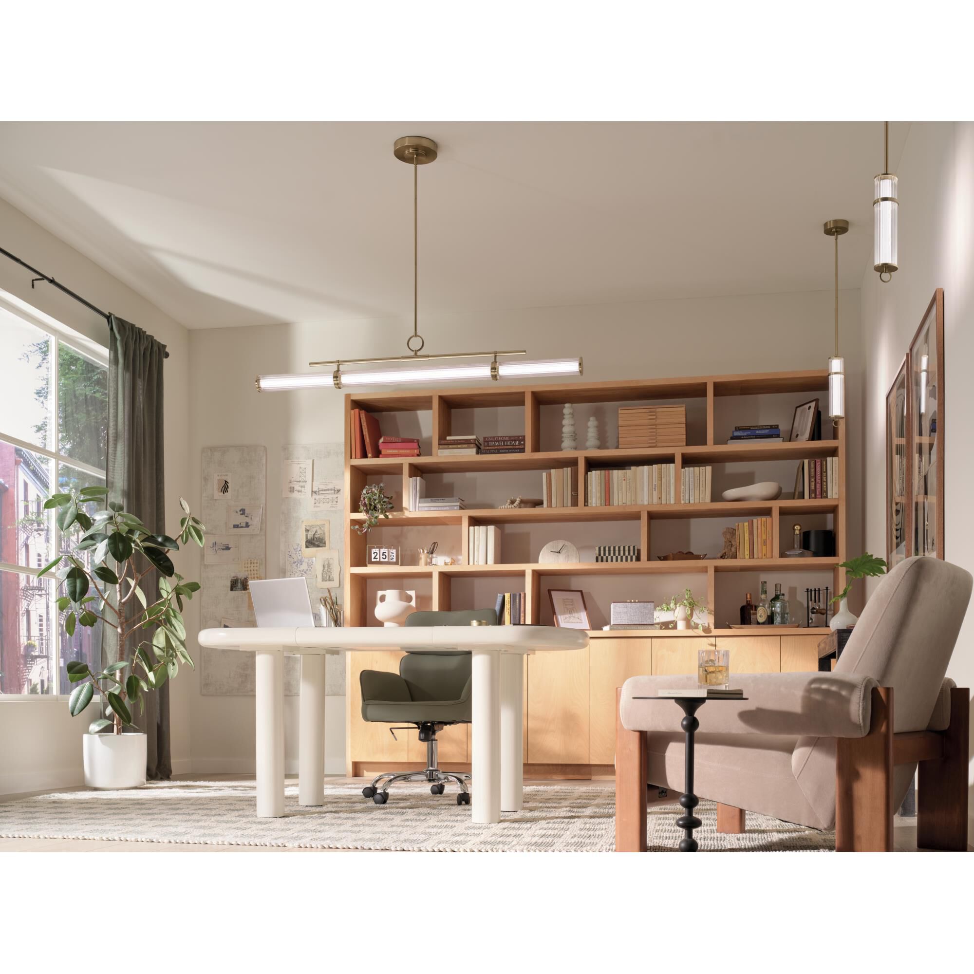 Shown in Champagne Bronze finish and Clear Fluted glass