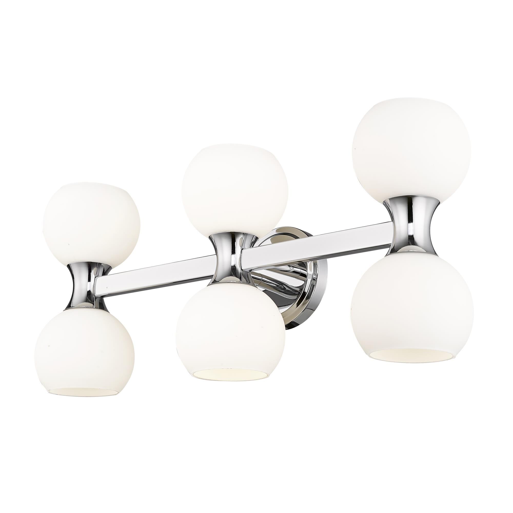 Shown in Chrome finish and Matte Opal glass