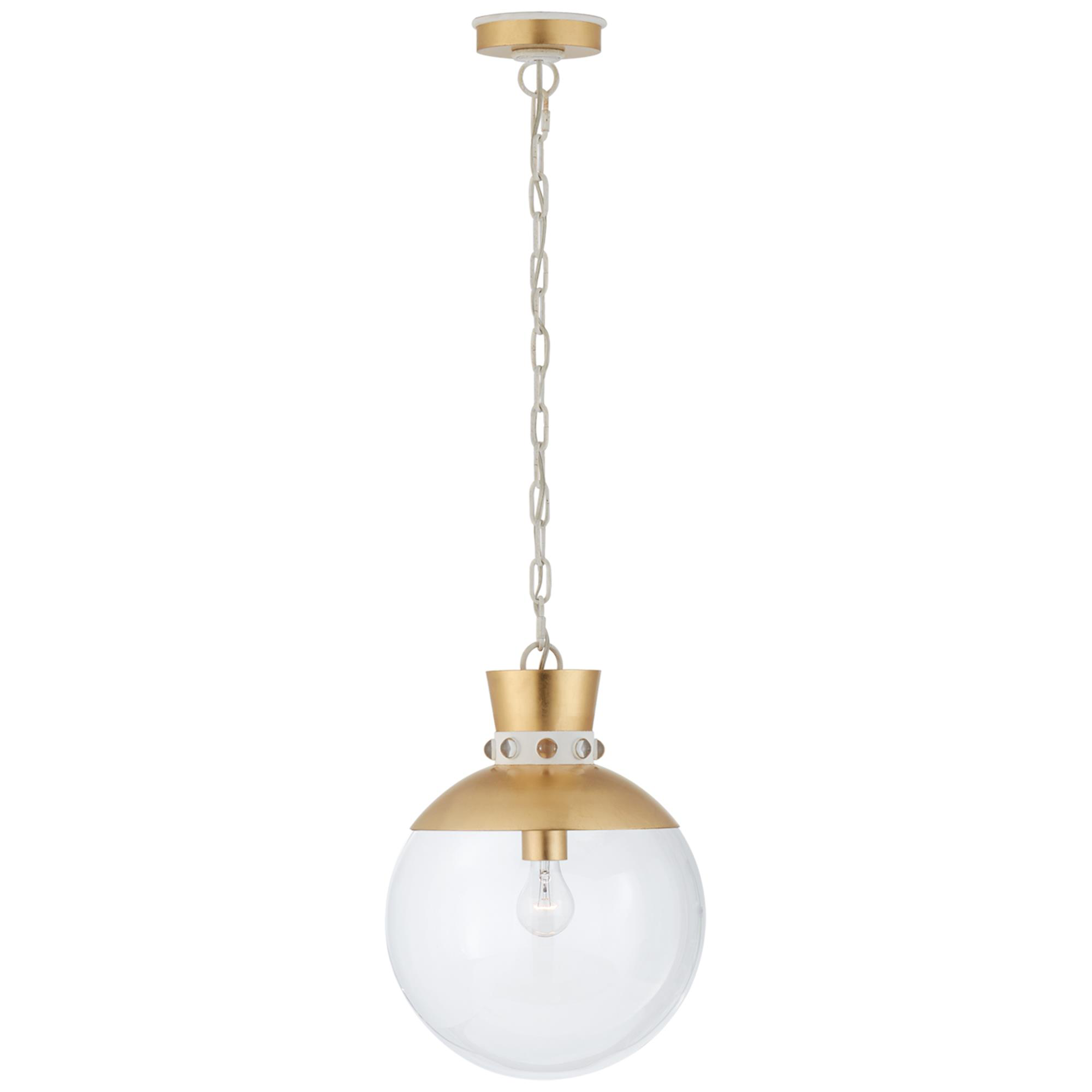 Shown in Gild With White finish and Clear glass