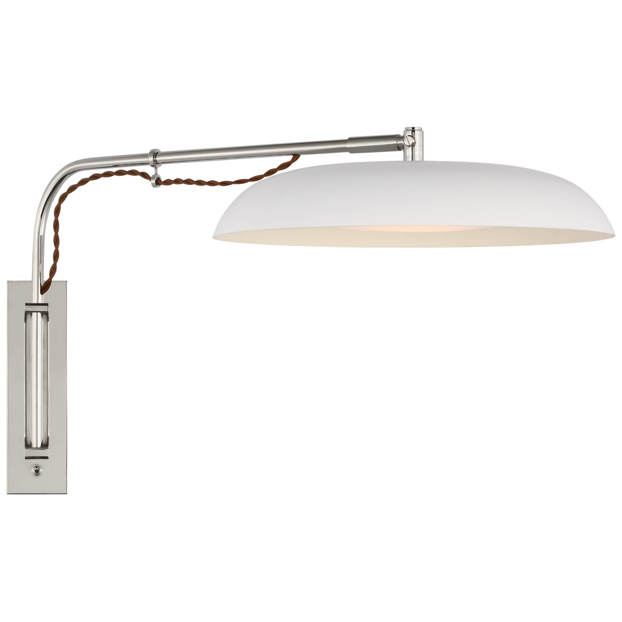 Shown in Polished Nickel and White finish and White glass