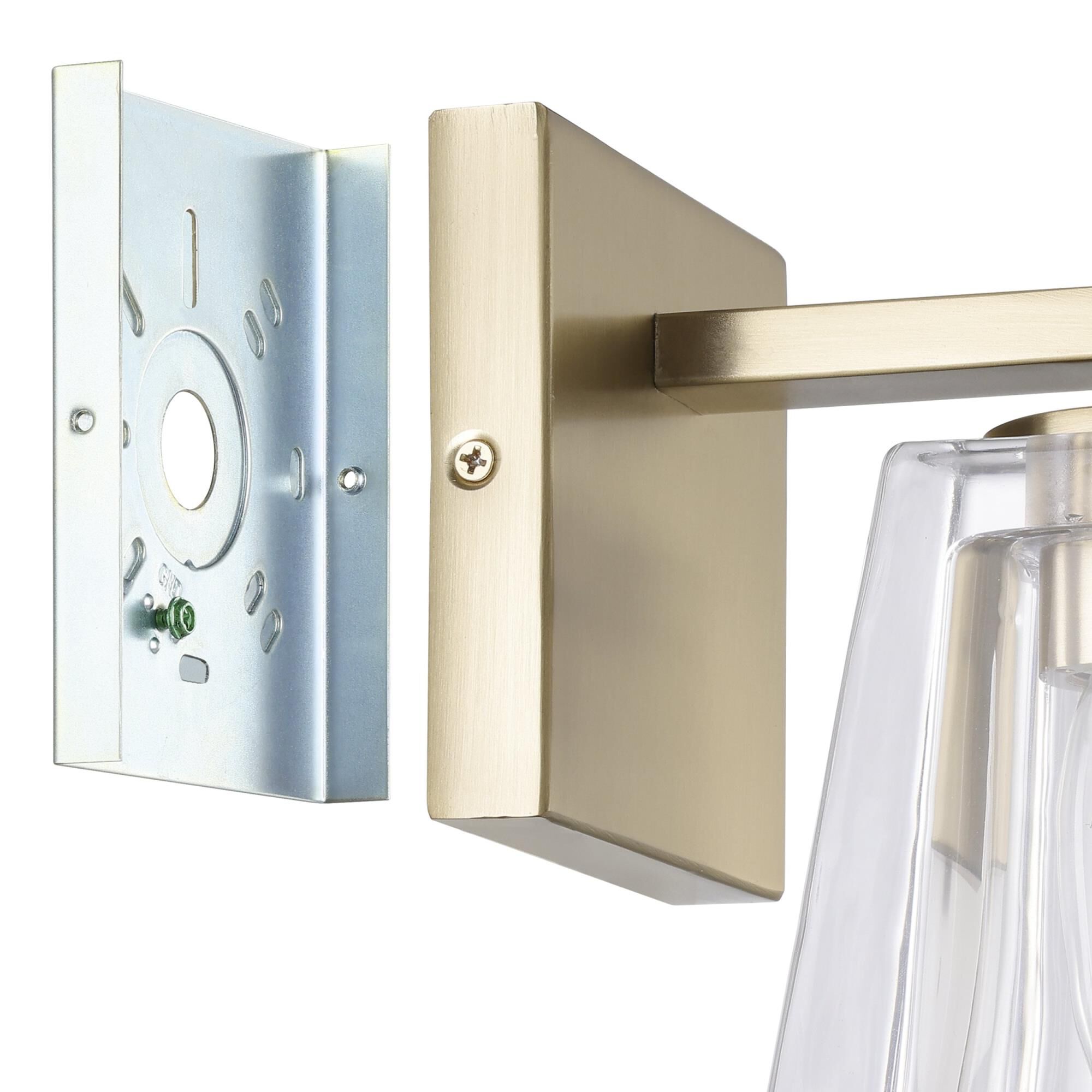 Shown in Champagne Gold finish and Clear Pressed glass