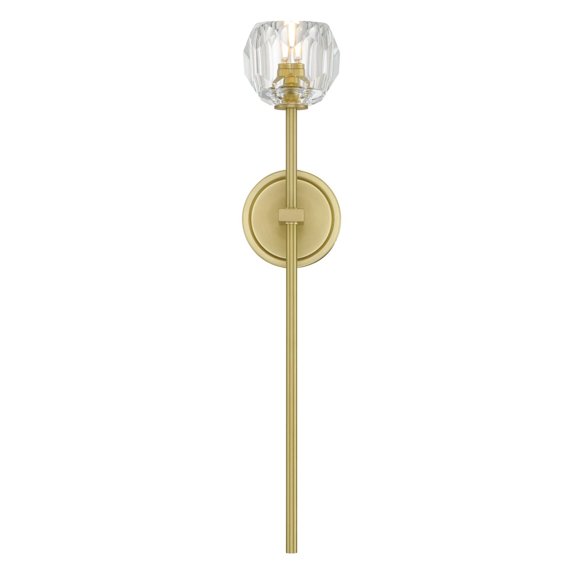 Shown in Soft Brass finish and Faceted Cut crystal and Crystal glass and Crystal shade