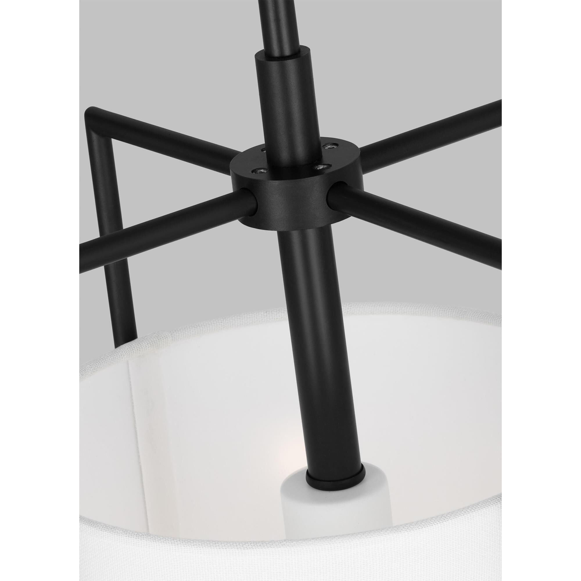 Shown in Aged Iron finish and White LinenLinen shade