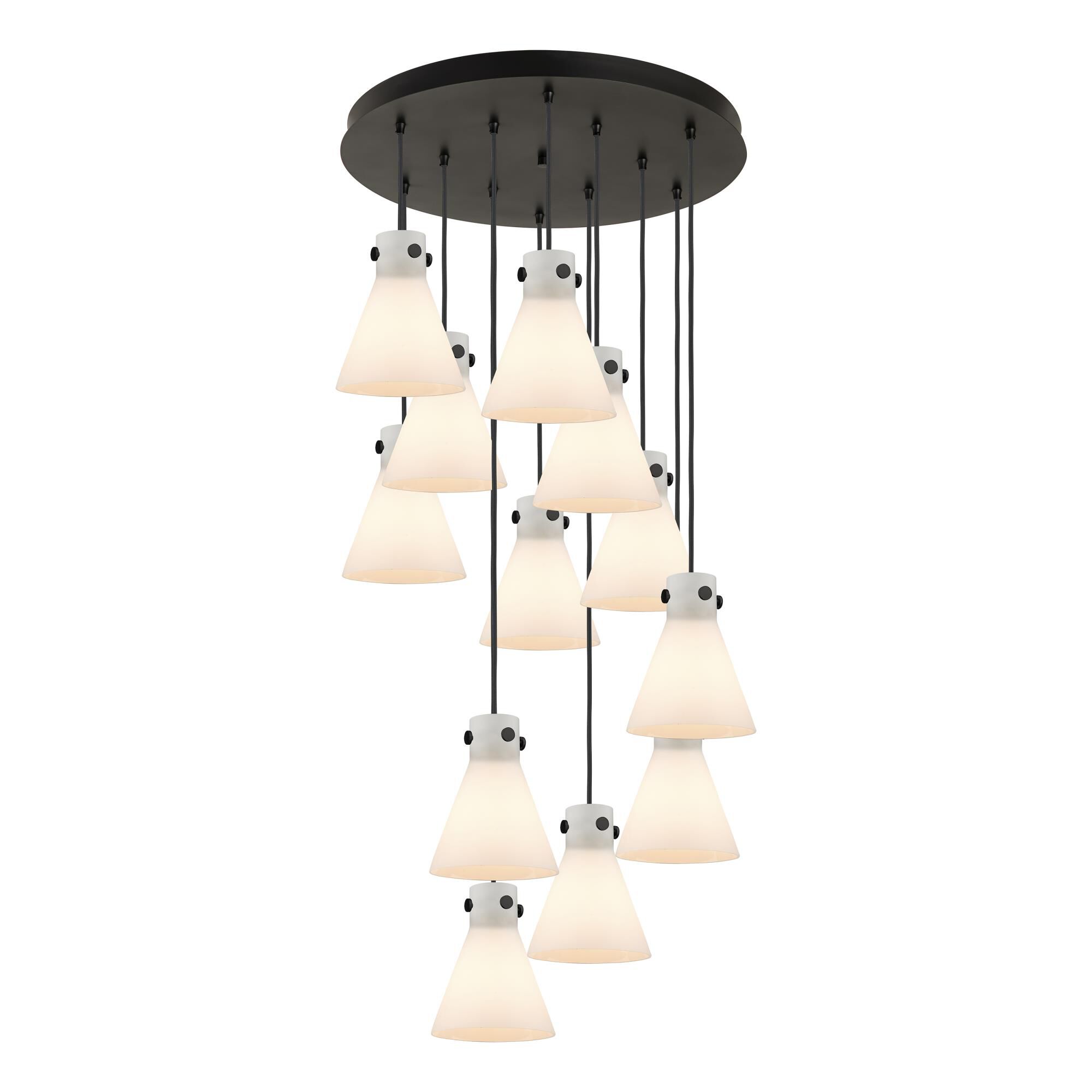 Shown in Matte Black finish and White glass and White Glass shade