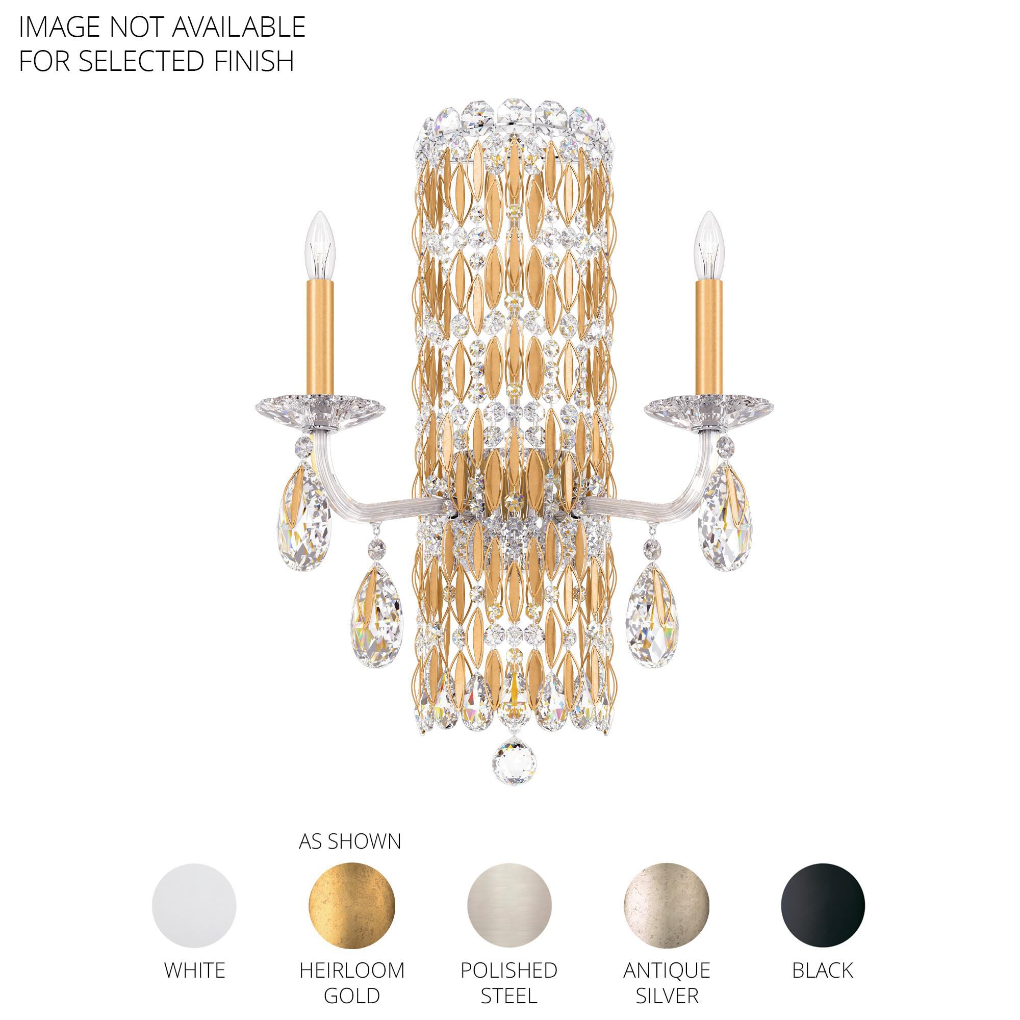 Shown in Black finish and Clear Radiance crystal