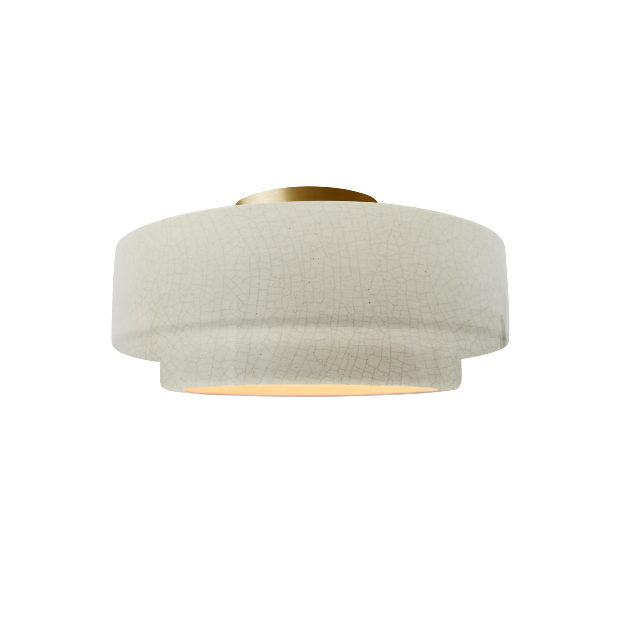 Shown in Brushed Brass finish and White Crackle shade