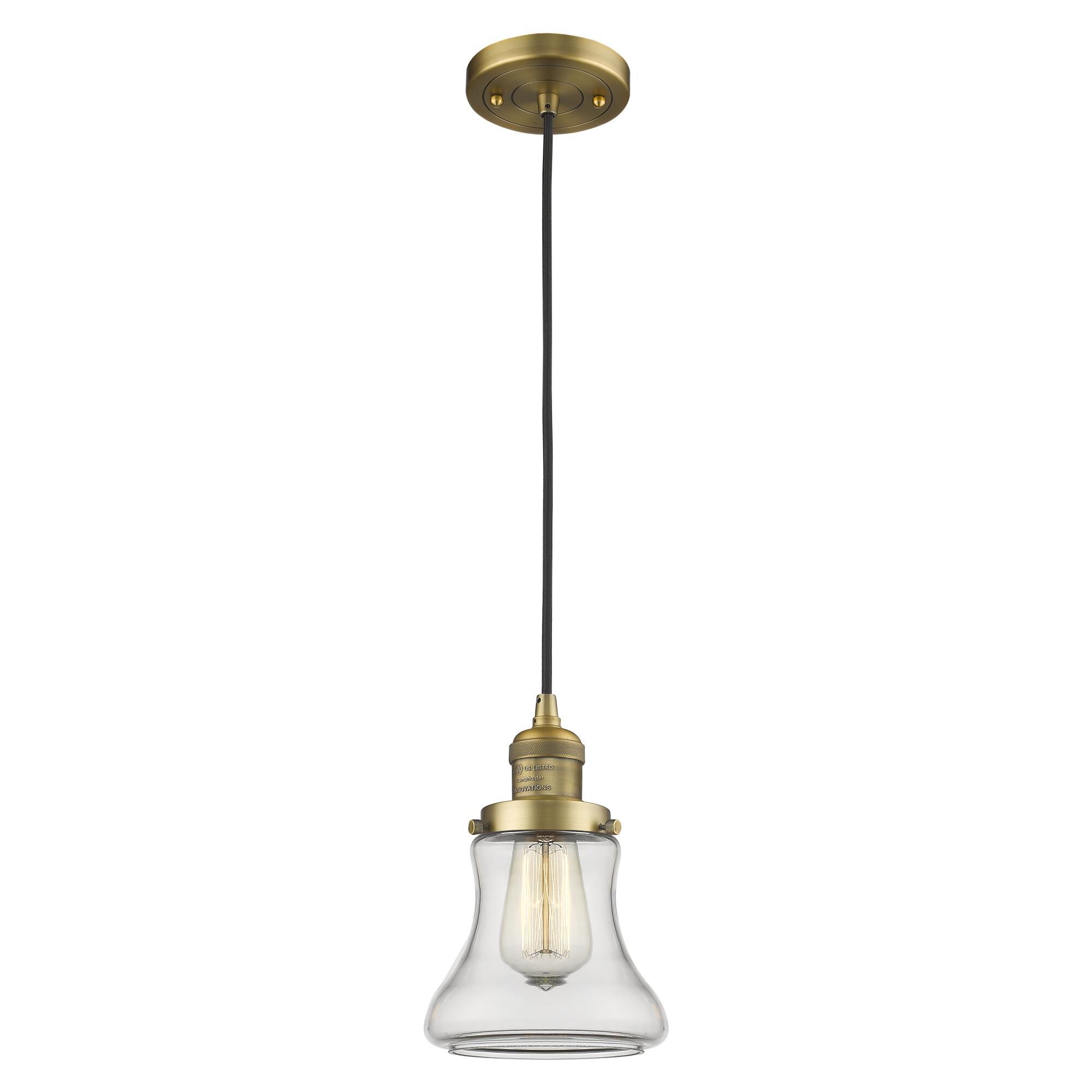 Shown in Brushed Brass finish and Clear glass