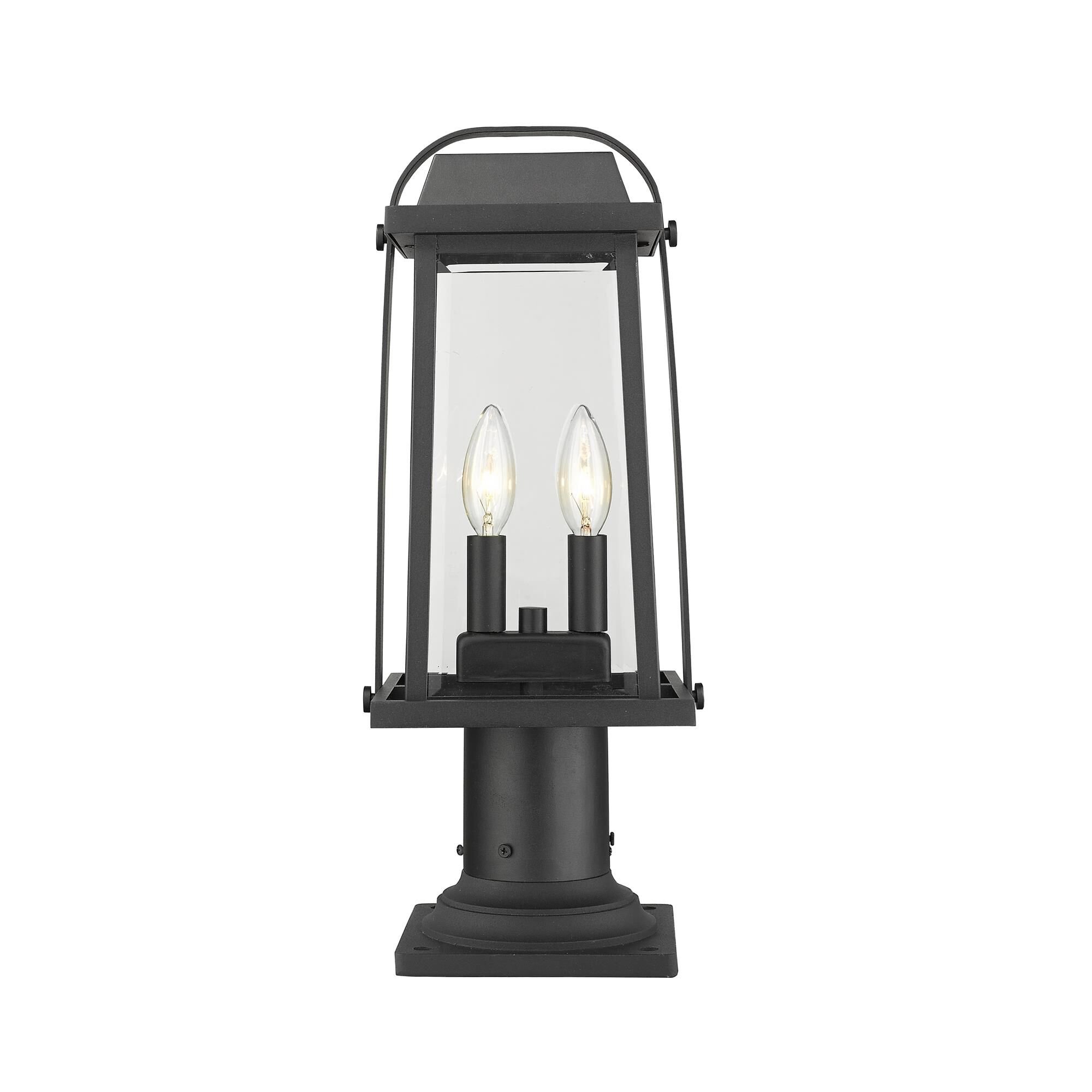 Shown in Black finish and Glass shade