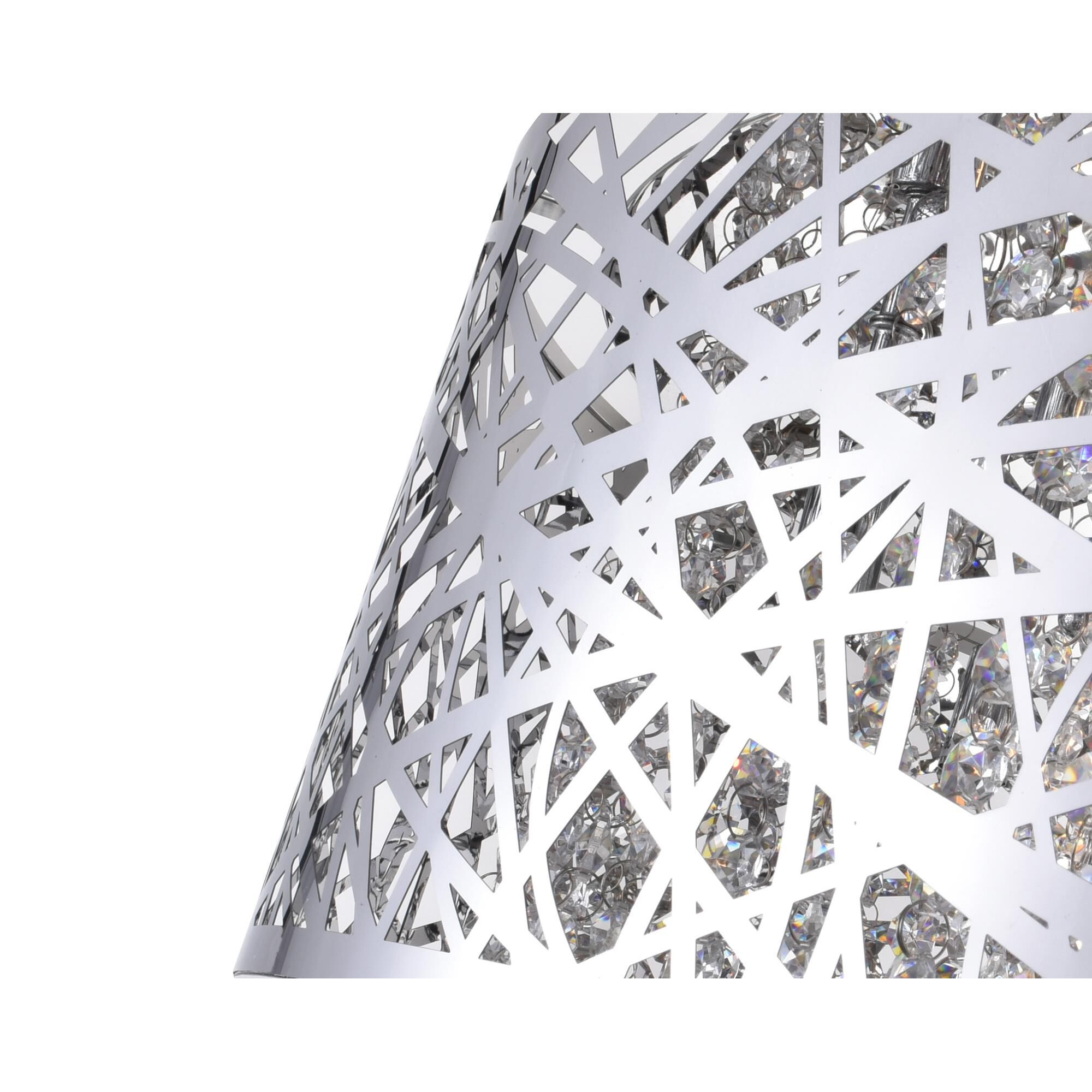 Shown in Chrome finish and K9 Clear crystal and Chrome shade