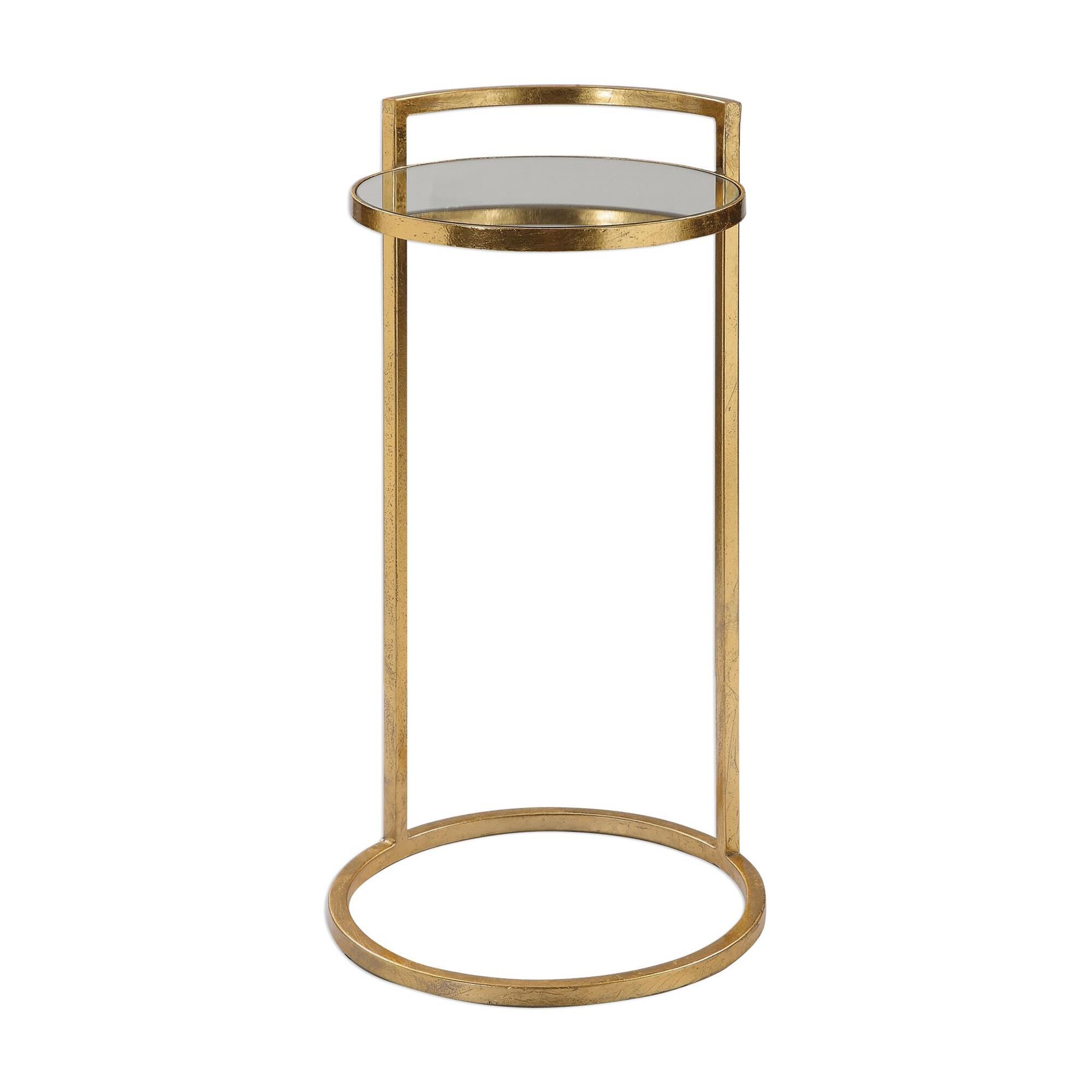 Shown in Solidly Constructed Of Hand Forged Iron, This Accent Table Is Finished In A Bright Gold Leaf, Comple finish
