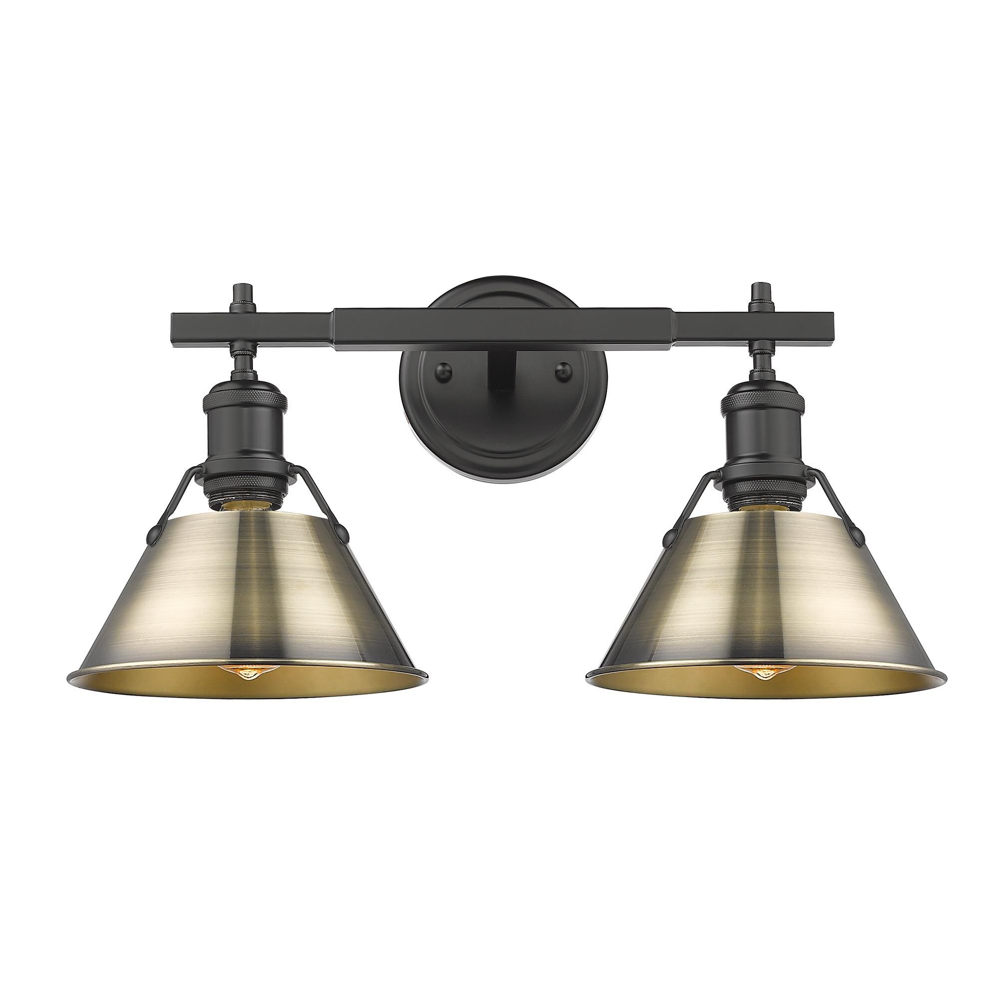 Shown in Matte Black finish and Without Glass glass and Aged Brass shade