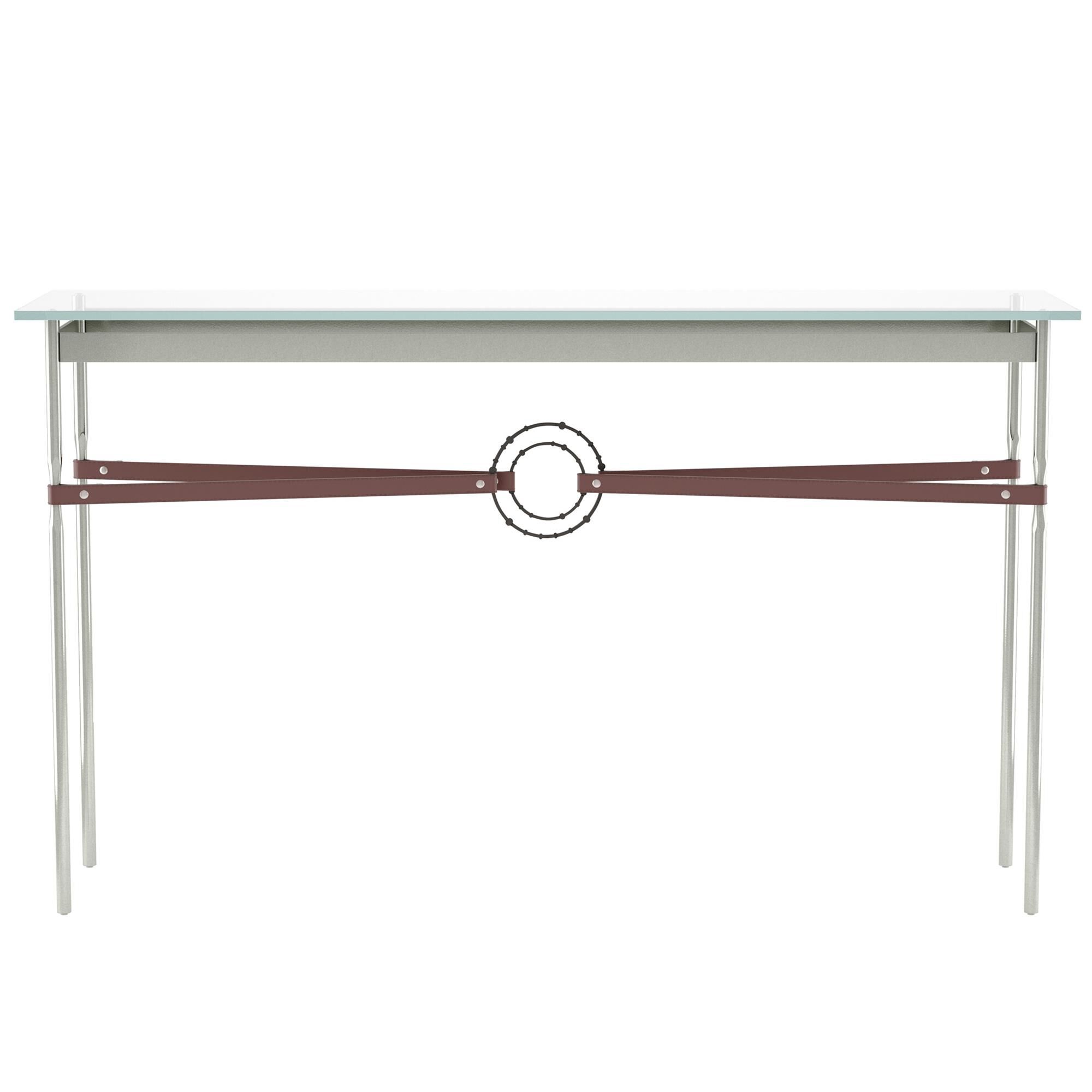 Shown in Sterling finish and Oil Rubbed Bronze with Leather British Brown  accent