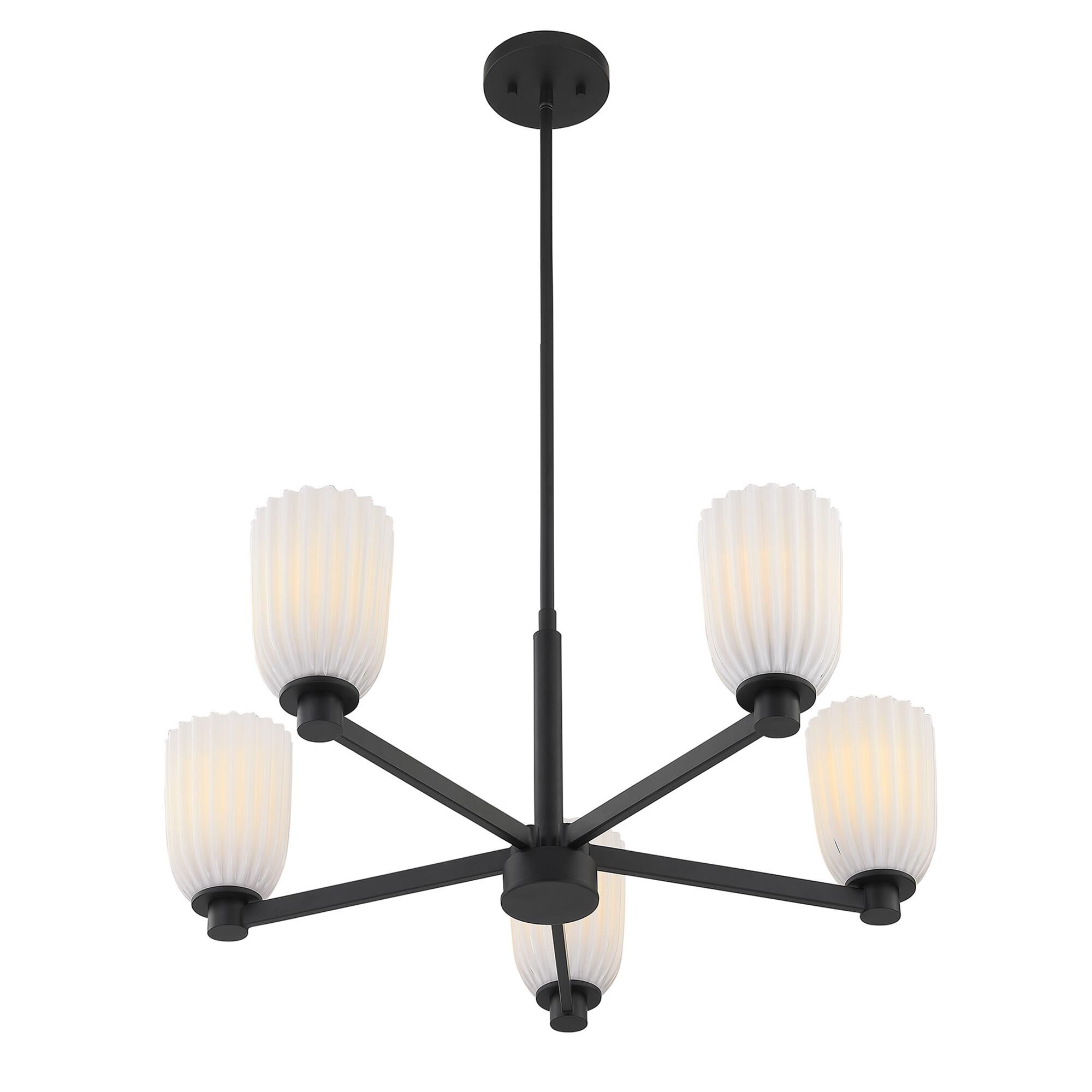 Shown in Matte Black finish and White Opal Ribbed glass