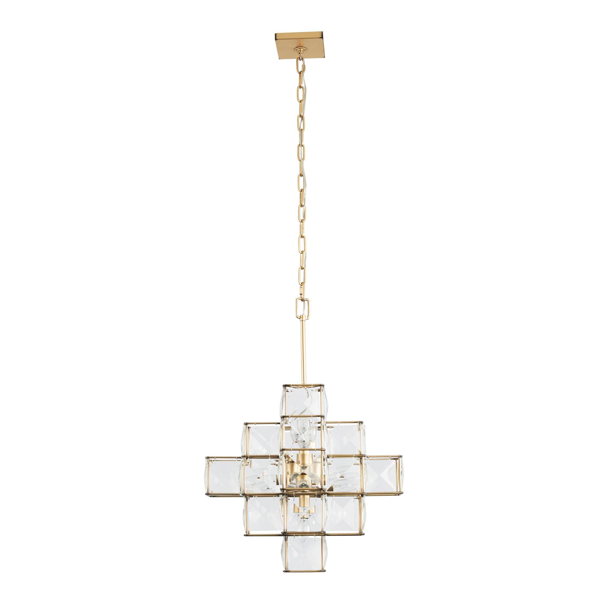 Shown in Calypso Gold finish and Faceted Panels - Clear crystal