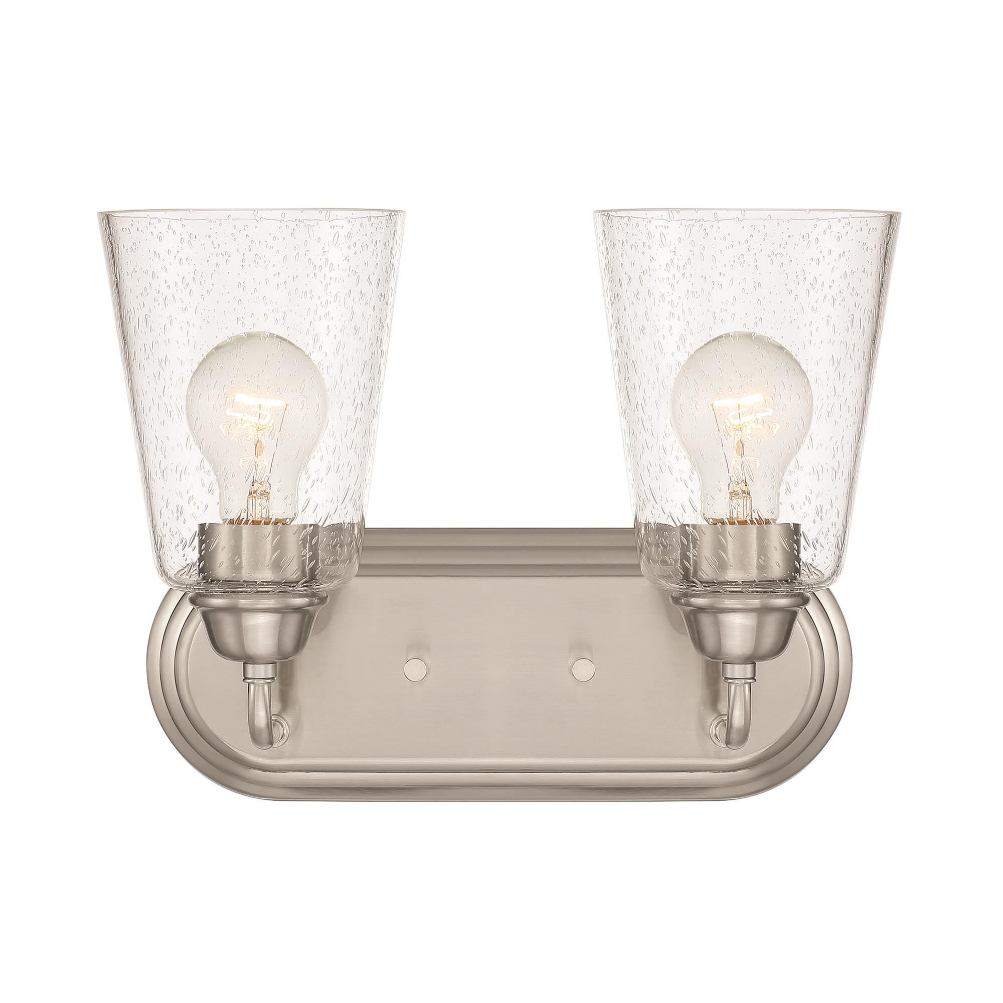 Shown in Brushed Nickel finish and Clear Seedy glass and Clear Seedy Glass shade