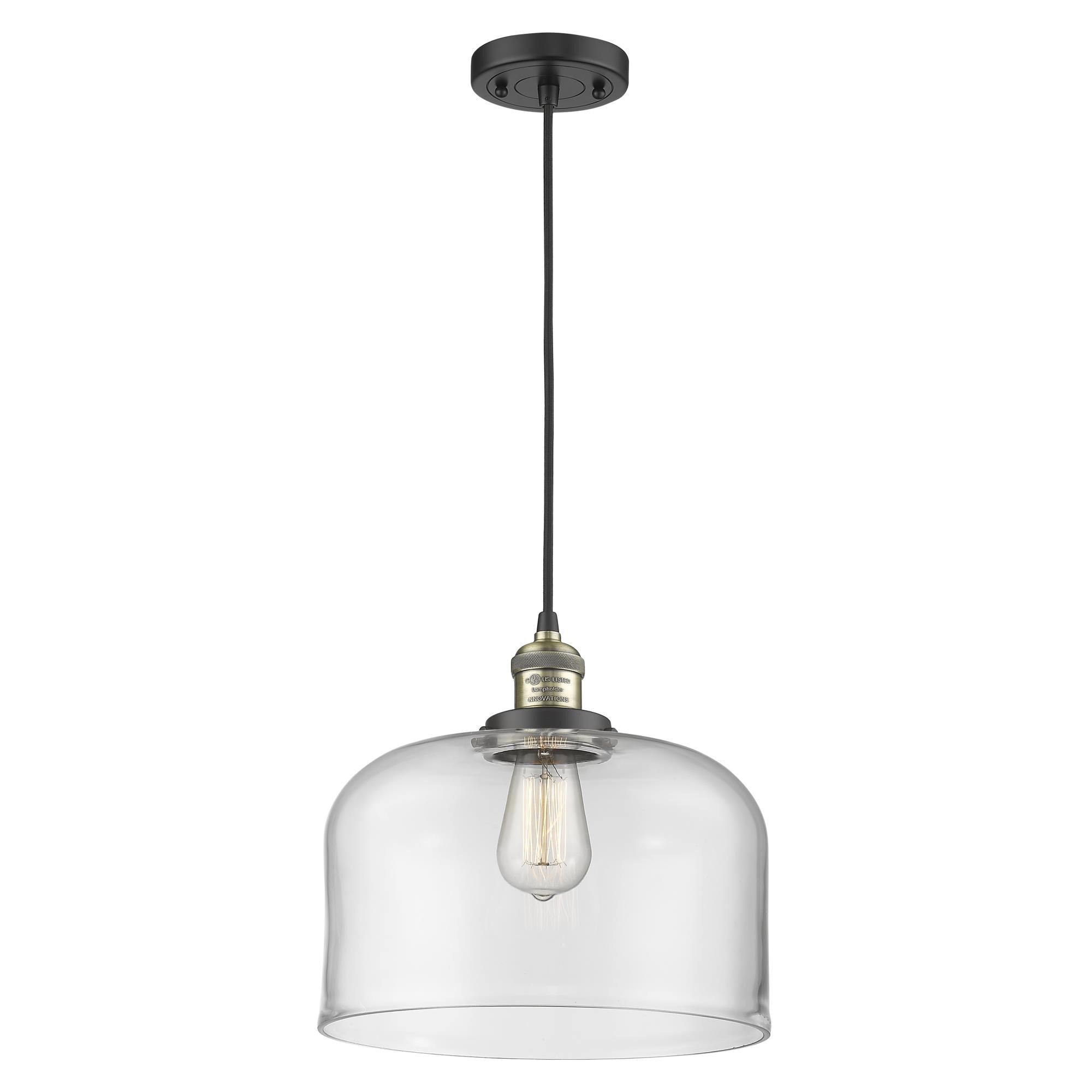 Shown in Black Antique Brass finish and Clear glass