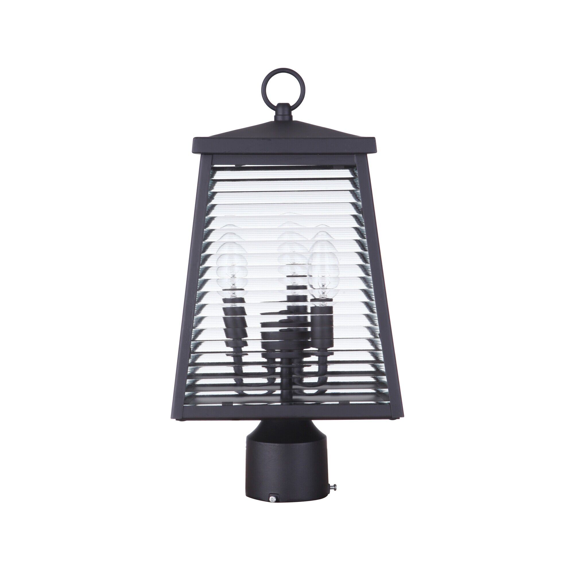 Shown in Midnight finish and Clear Shiplap glass and Glass shade
