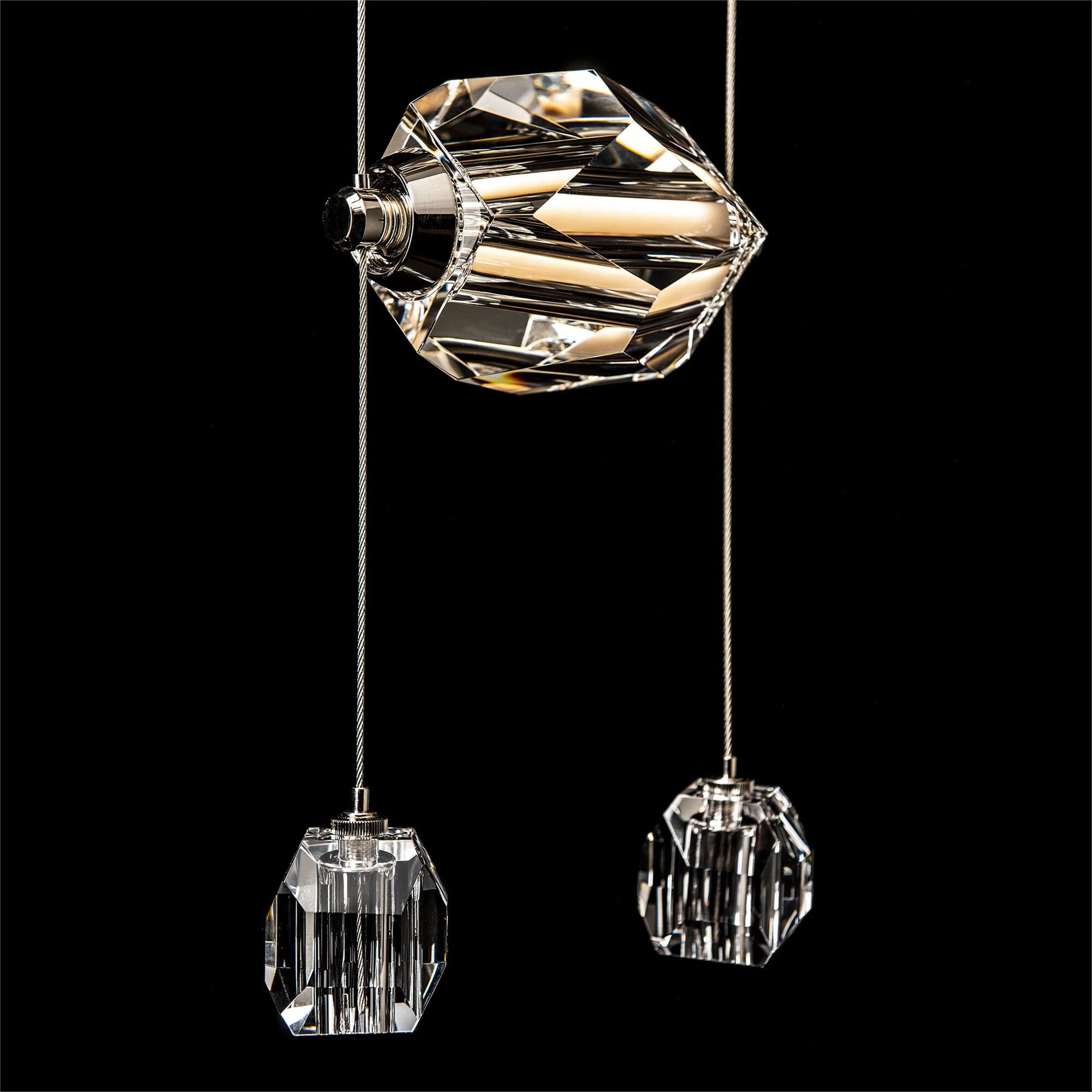 Shown in Modern Brass finish and Clear Crystal glass