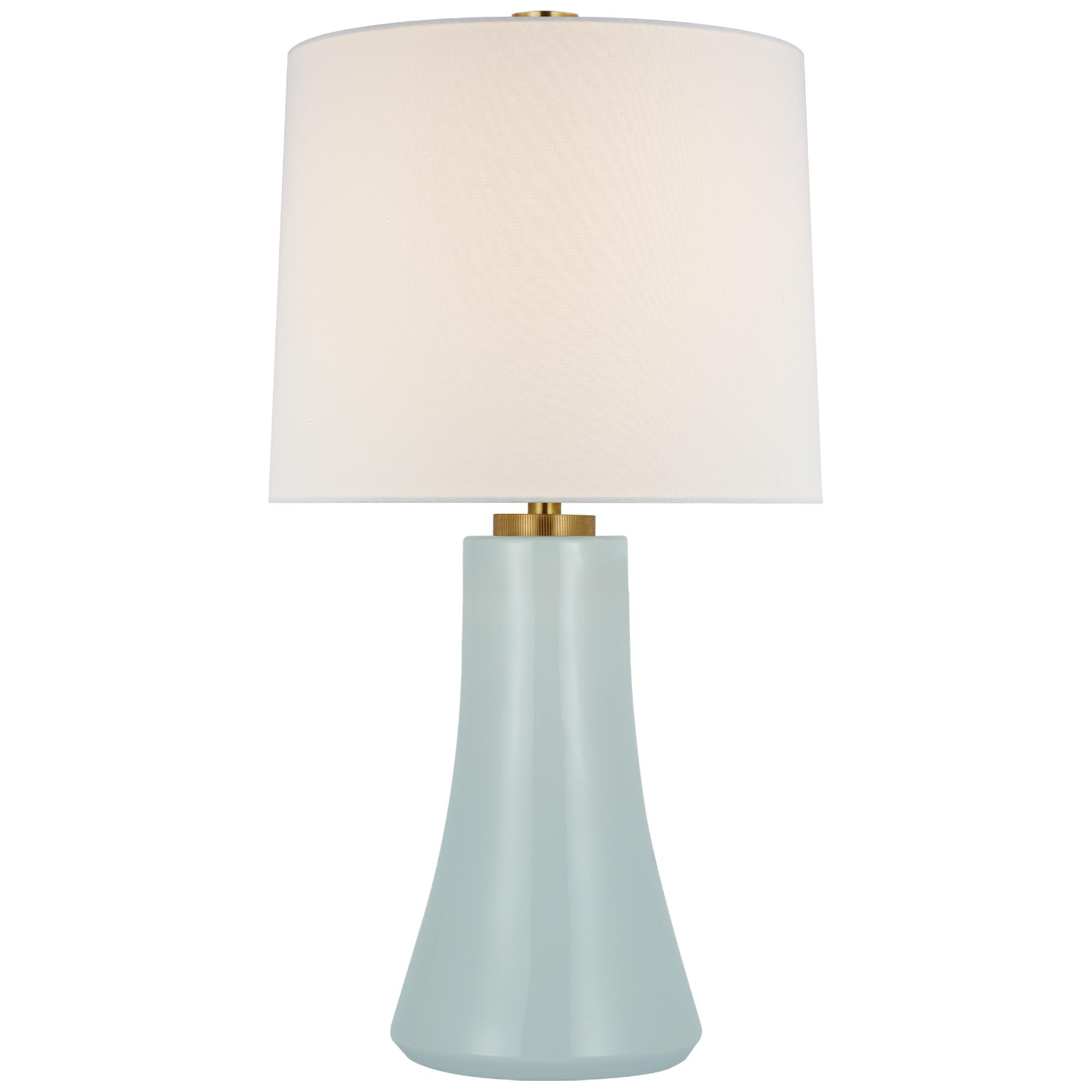 Shown in Ice Blue finish and Linen shade