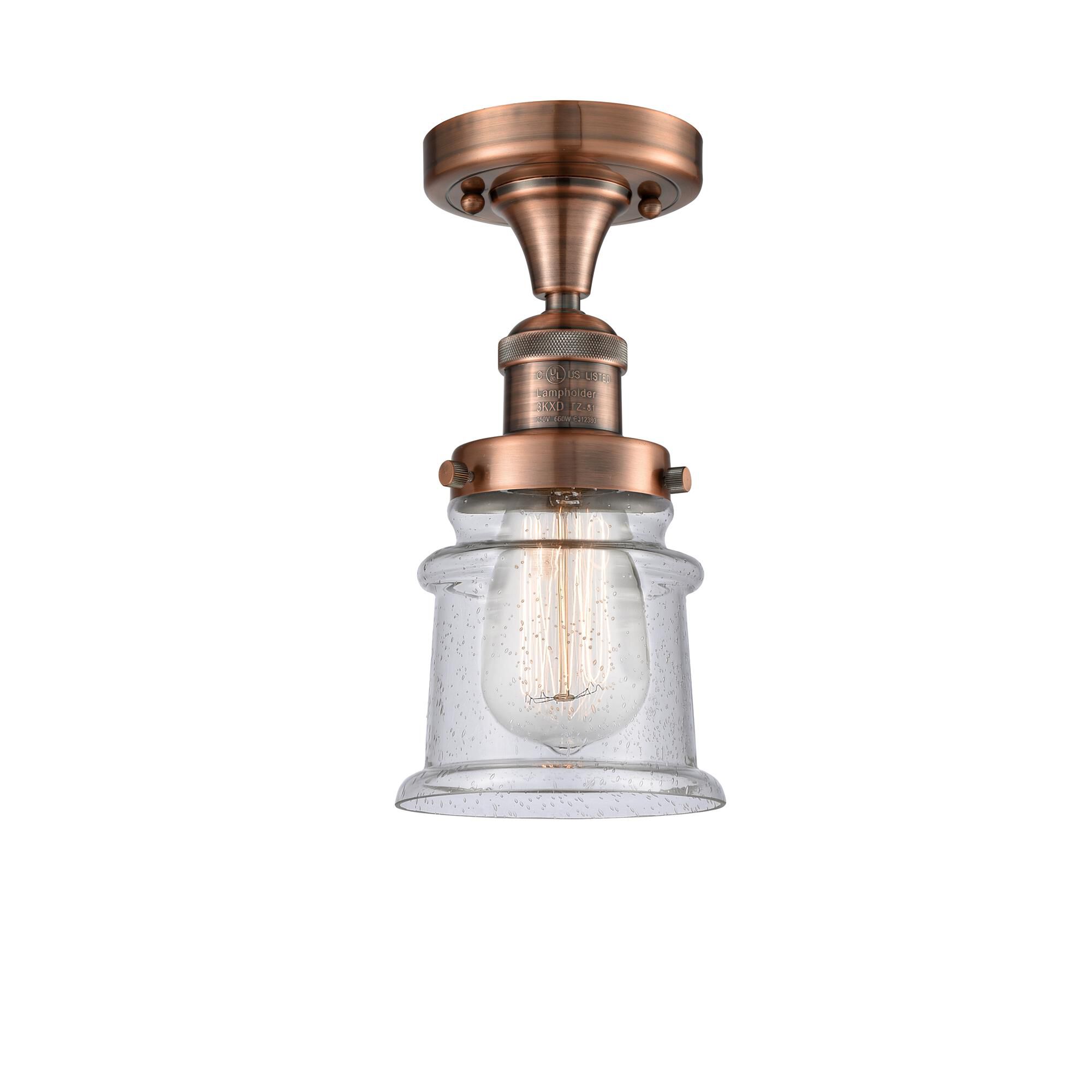 Shown in Antique Copper finish and Seedy glass
