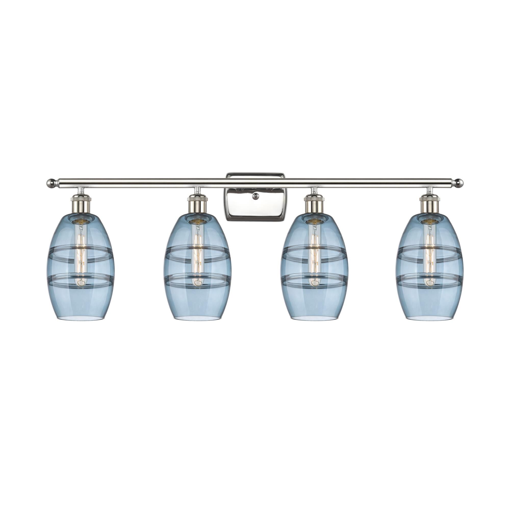 Shown in Polished Nickel finish and Princess Blue glass