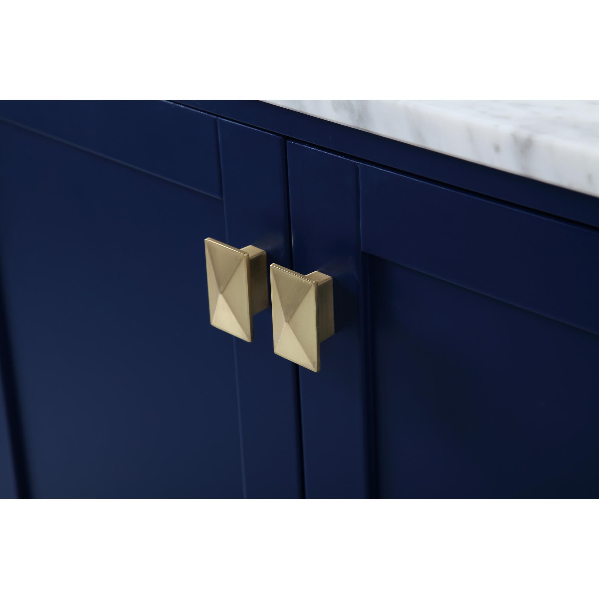 Shown in Blue And Gold With Carrara White Marble finish