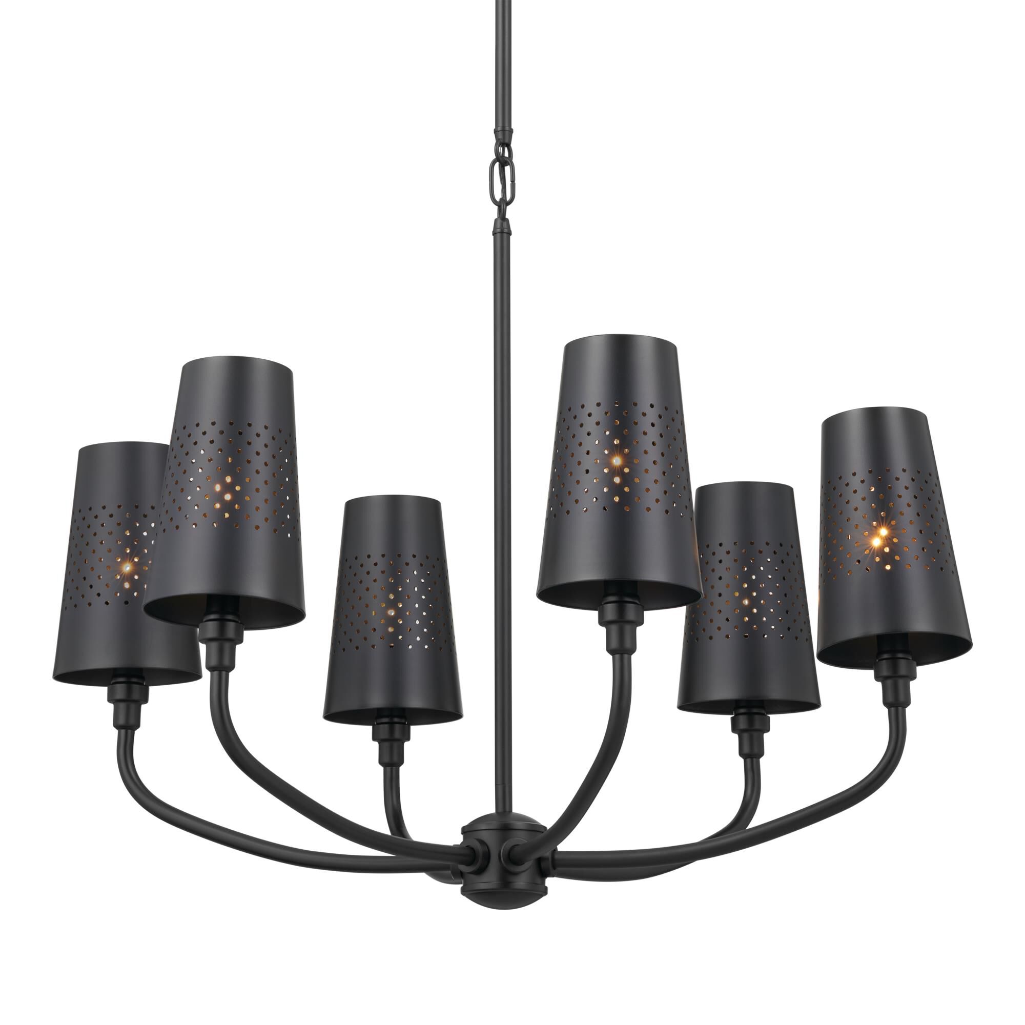 Shown in Black finish and Metal and Bell shade