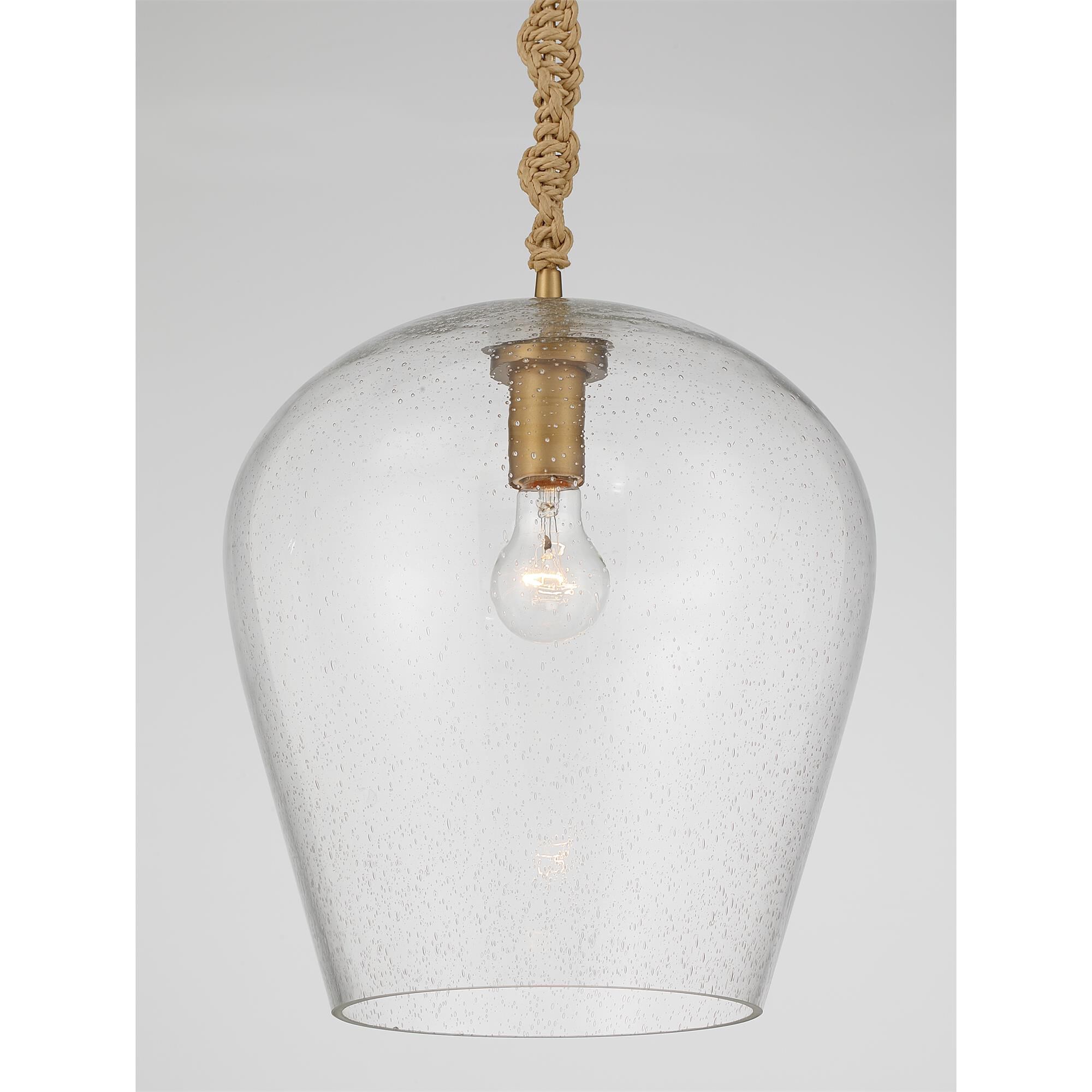 Shown in Legacy Brass finish and Clear Seeded glass