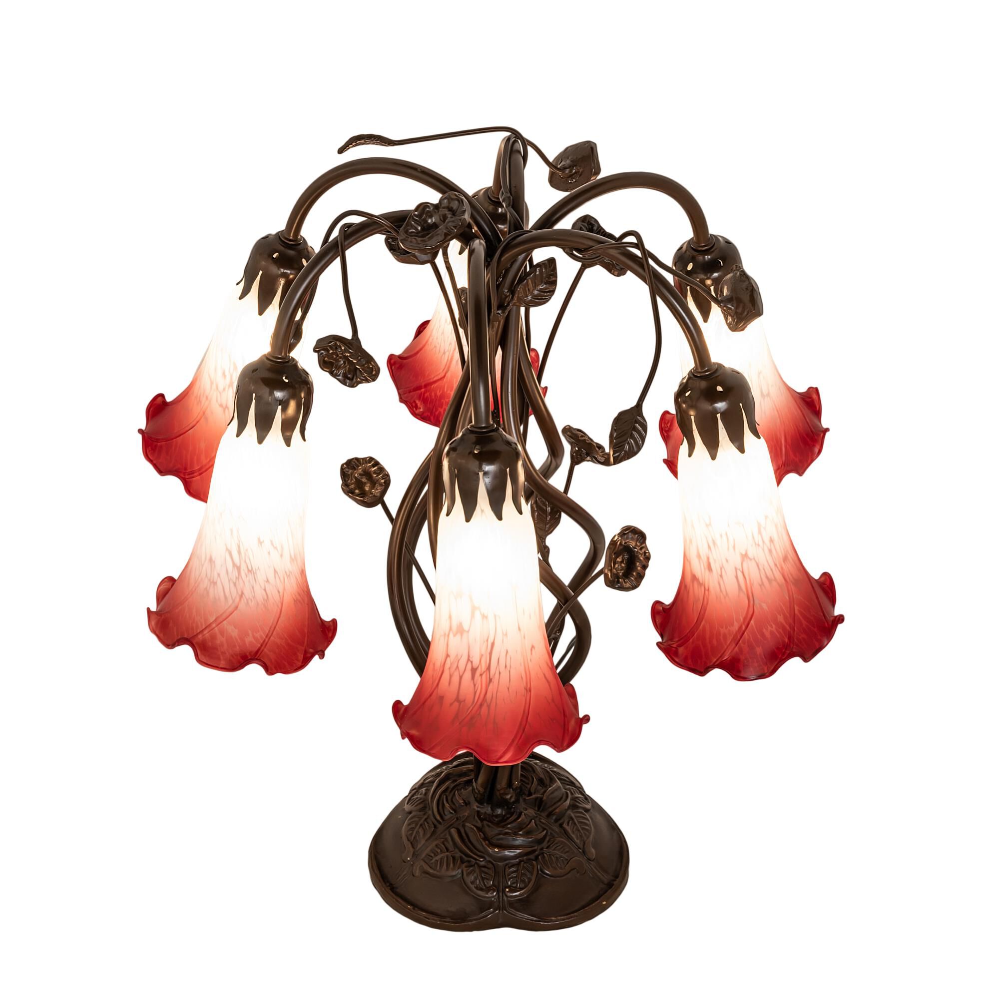 Red and White Pond Lily 19 Inch Table Lamp by Meyda Lighting