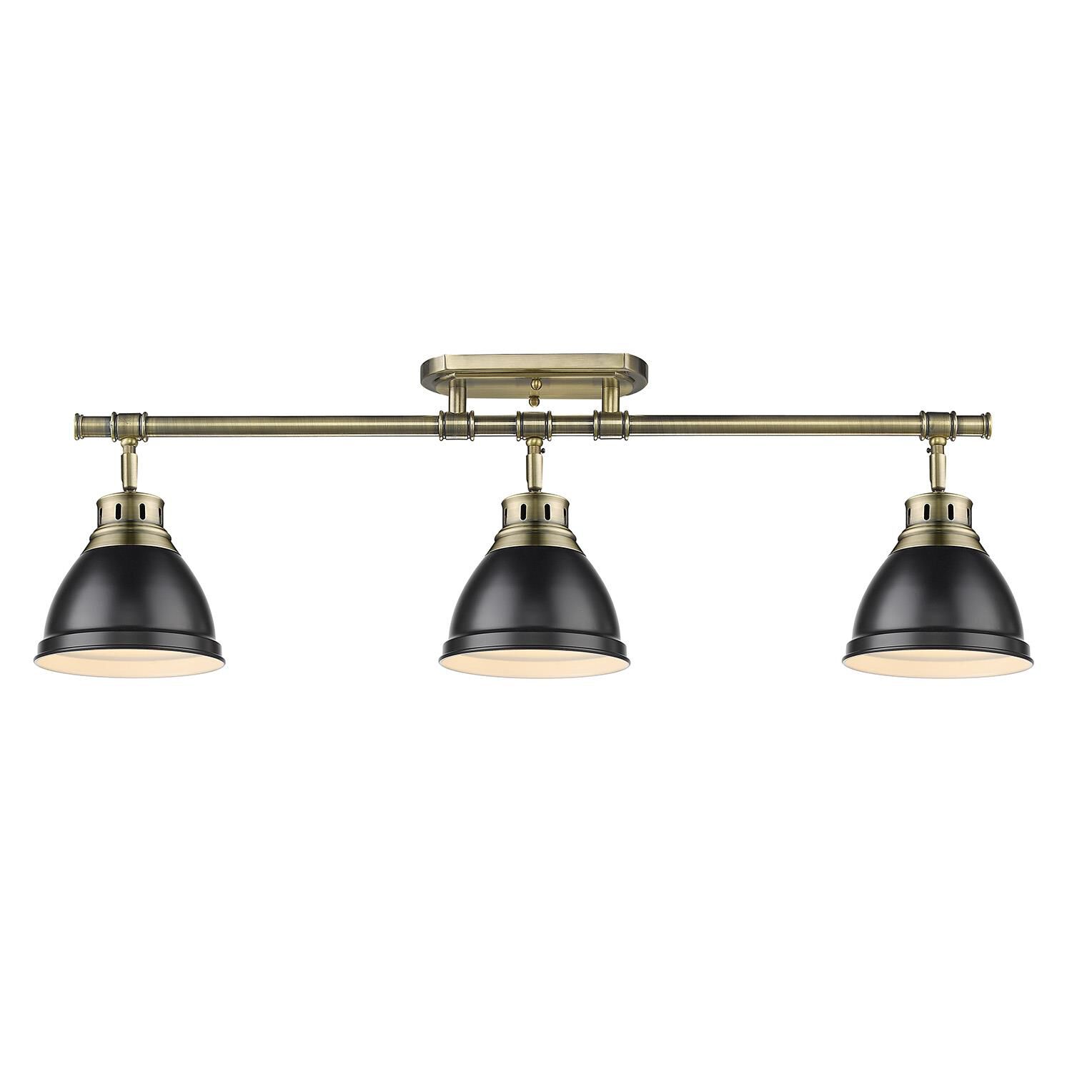 Shown in Aged Brass finish and Matte Black shade