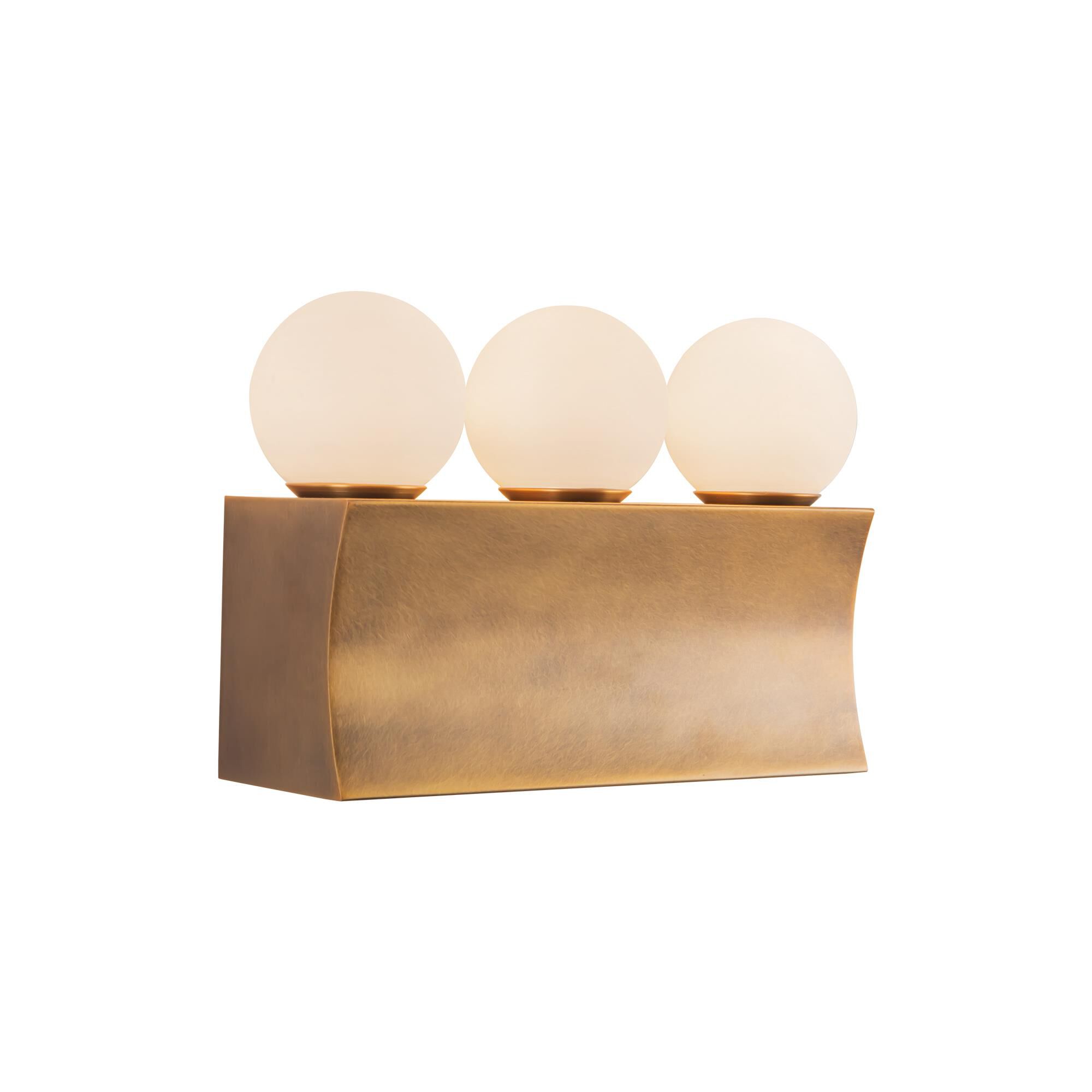 Shown in Vintage Brass finish and Opal glass