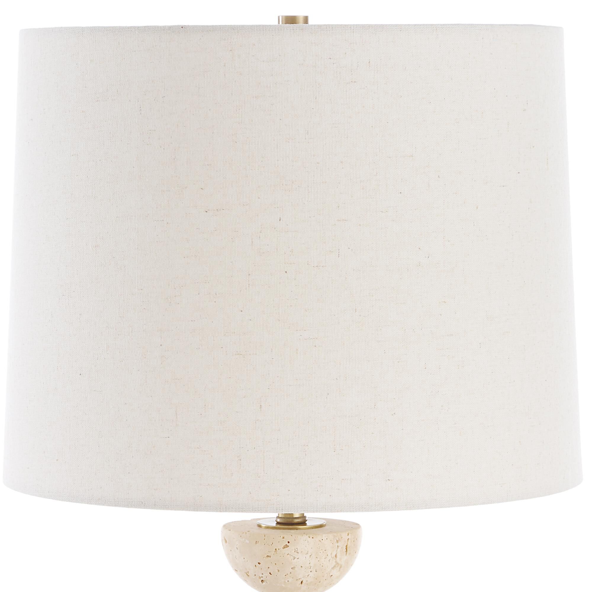 Shown in Brass, Brown and White finish and Round Hardback shade