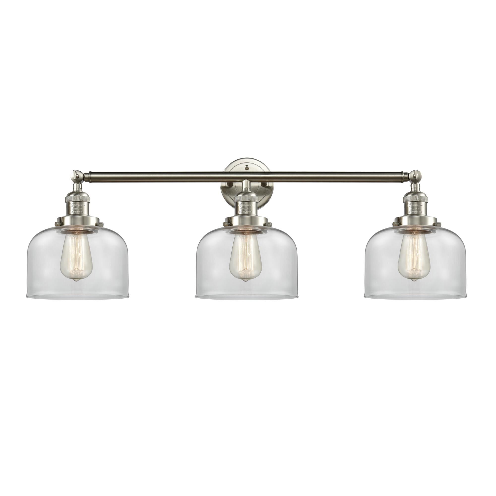 Shown in Brushed Satin Nickel finish and Clear glass