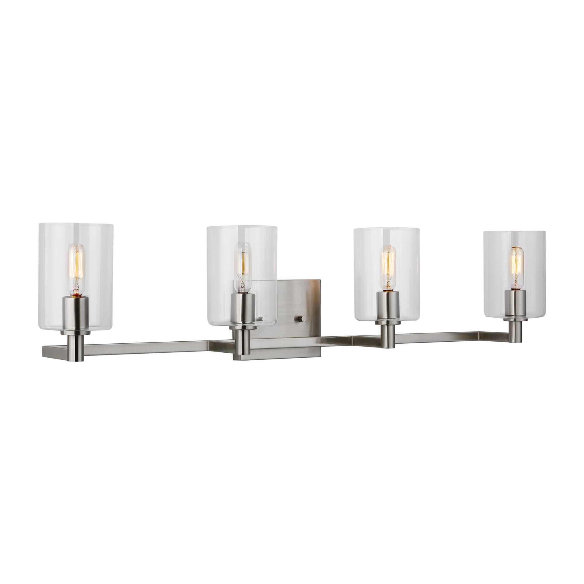 Shown in Brushed Nickel Silver finish and Clear glass and Clear Glass s shade