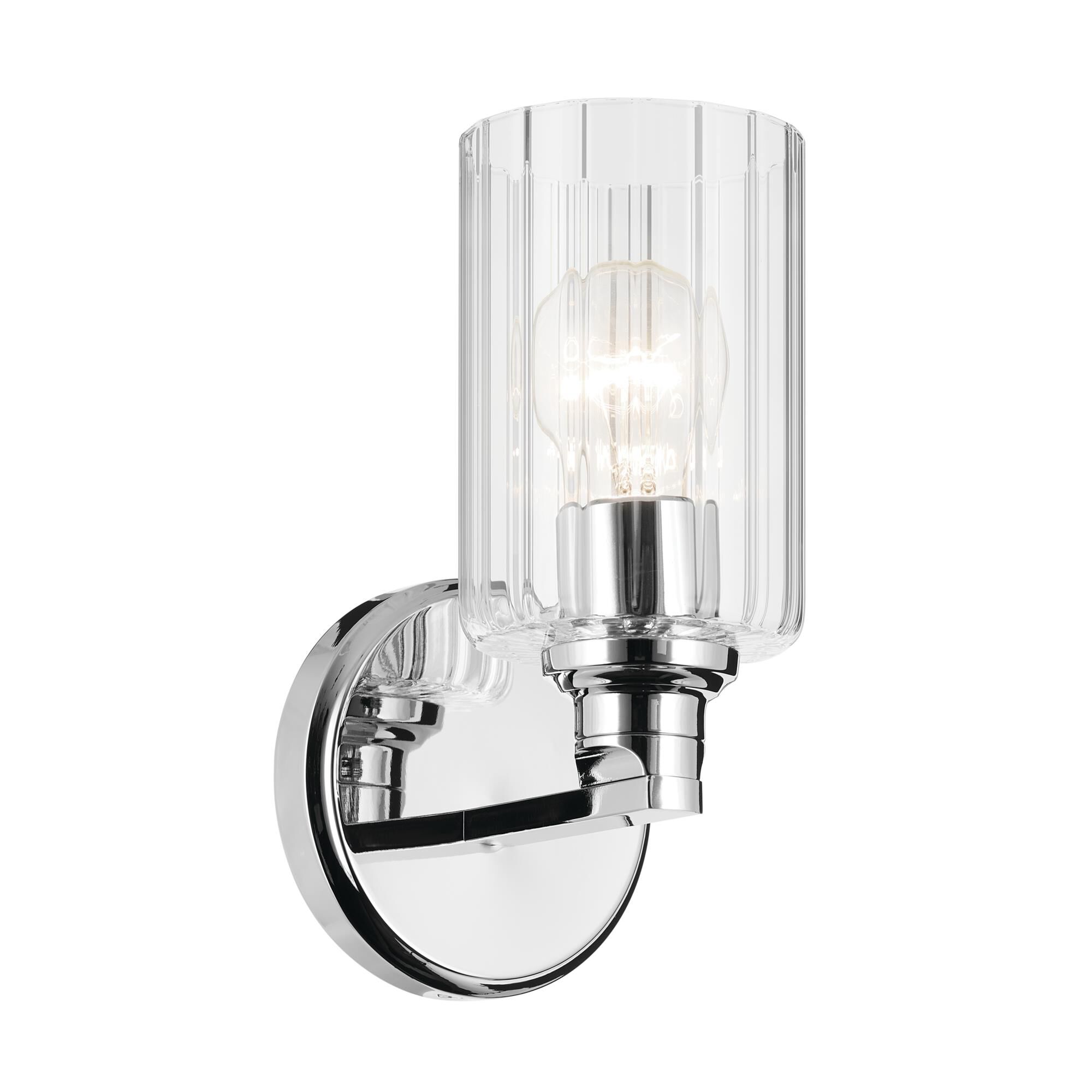 Shown in Chrome finish and Clear Fluted glass