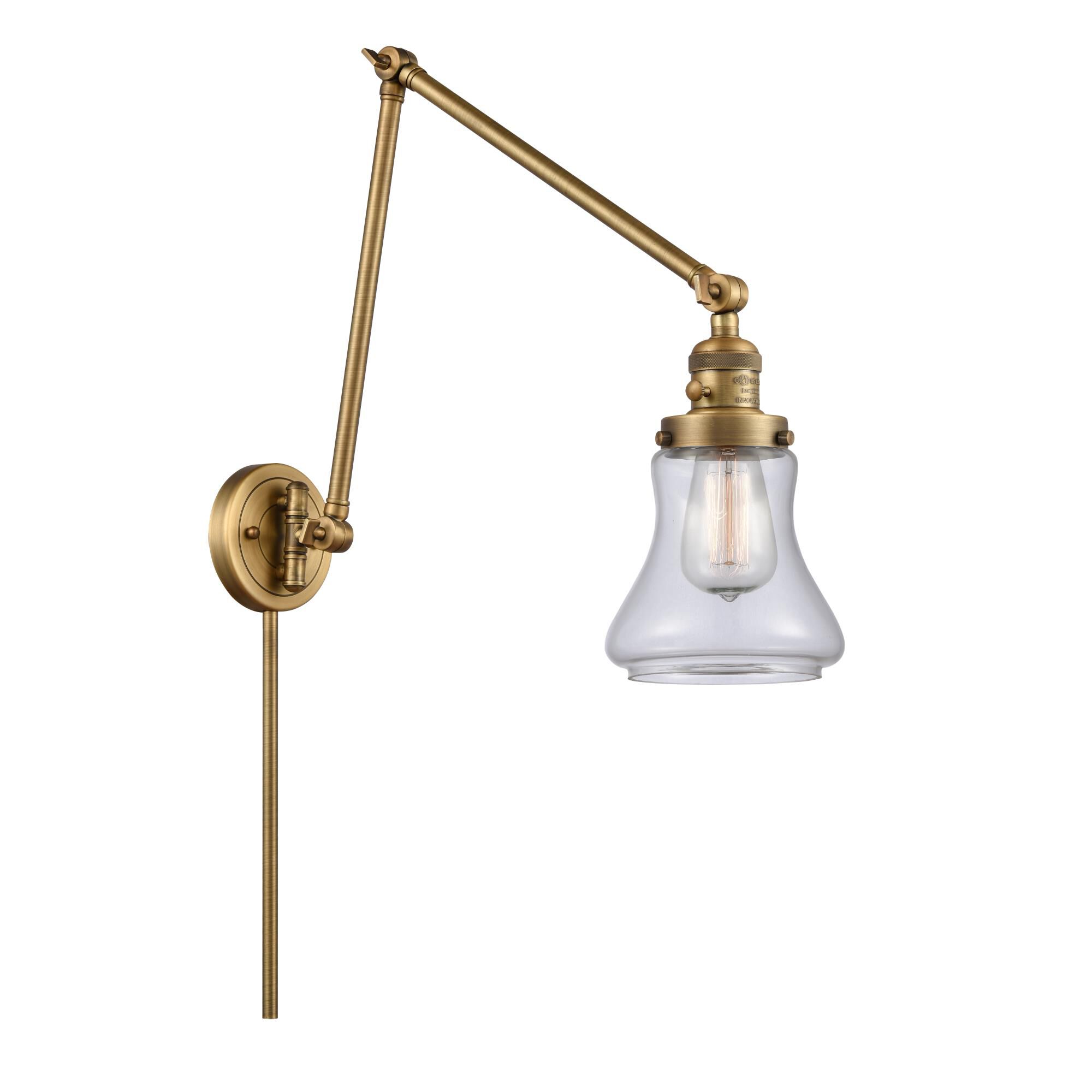 Shown in Brushed Brass finish and Clear Bellmont glass