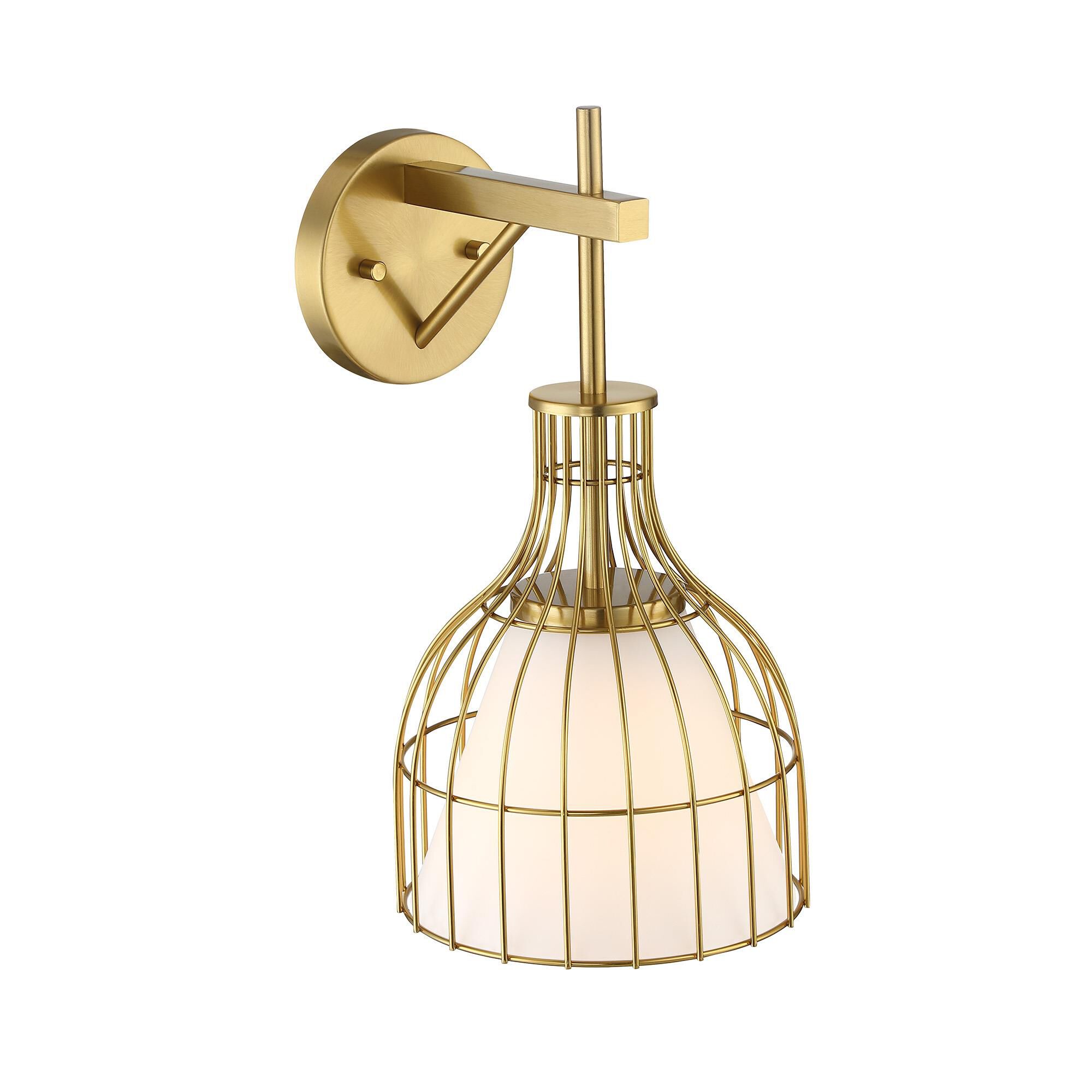 Shown in Brushed Gold finish and Etched Opal glass