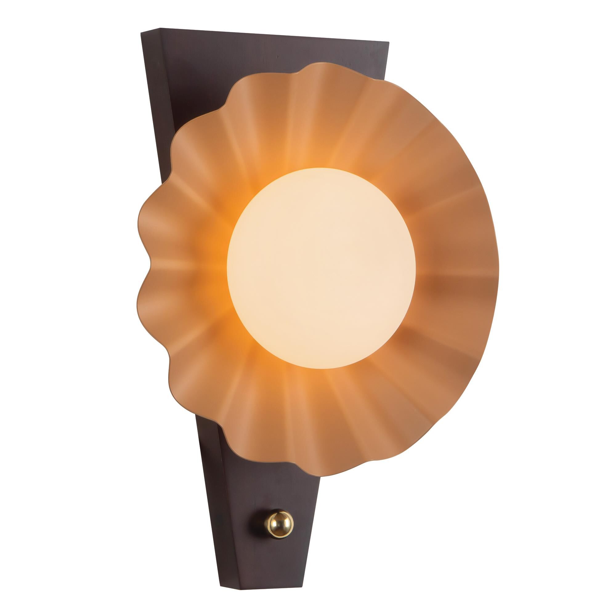 Shown in Peach finish and Matte Opal glass