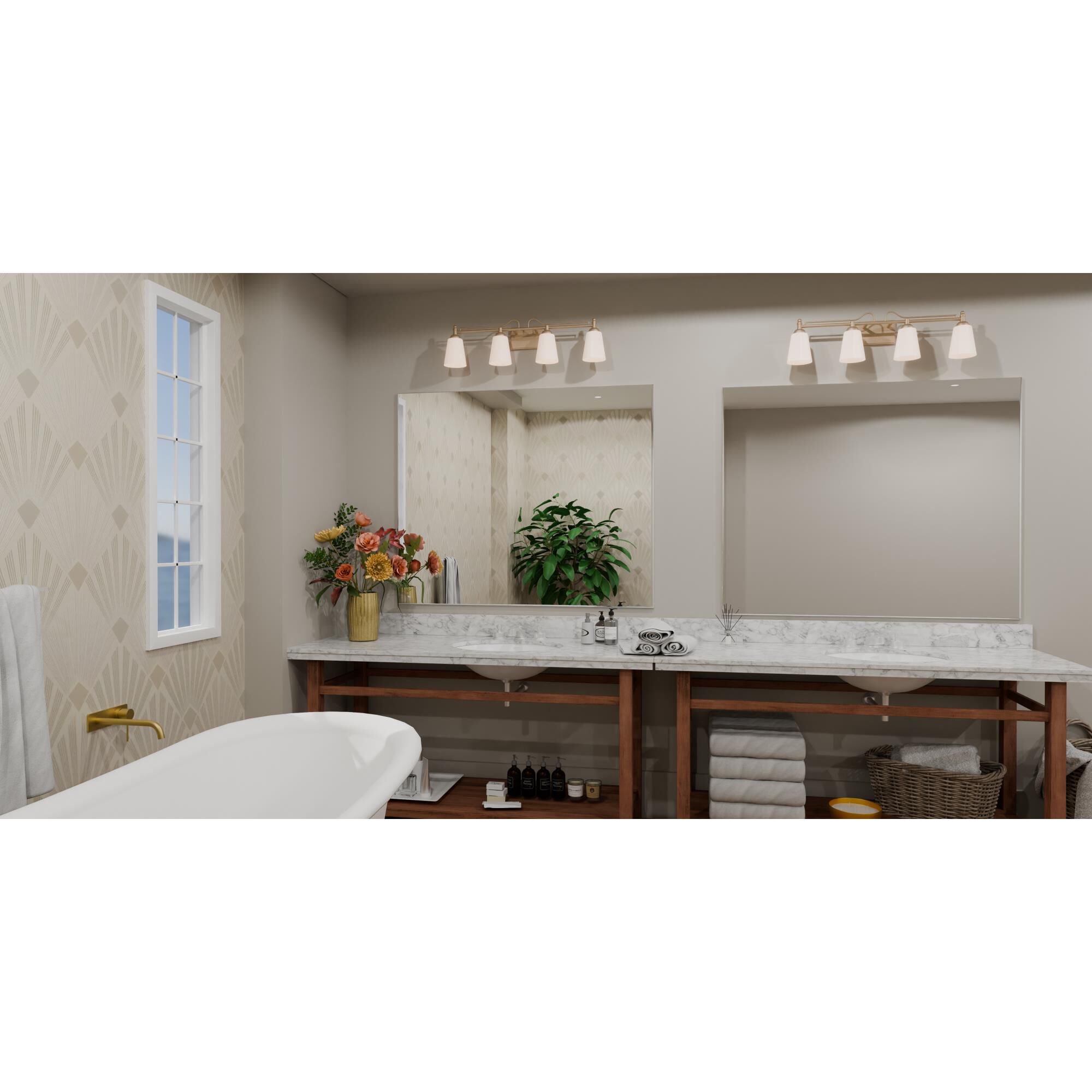 Shown in Bronze Gold finish and Opal Etched glass